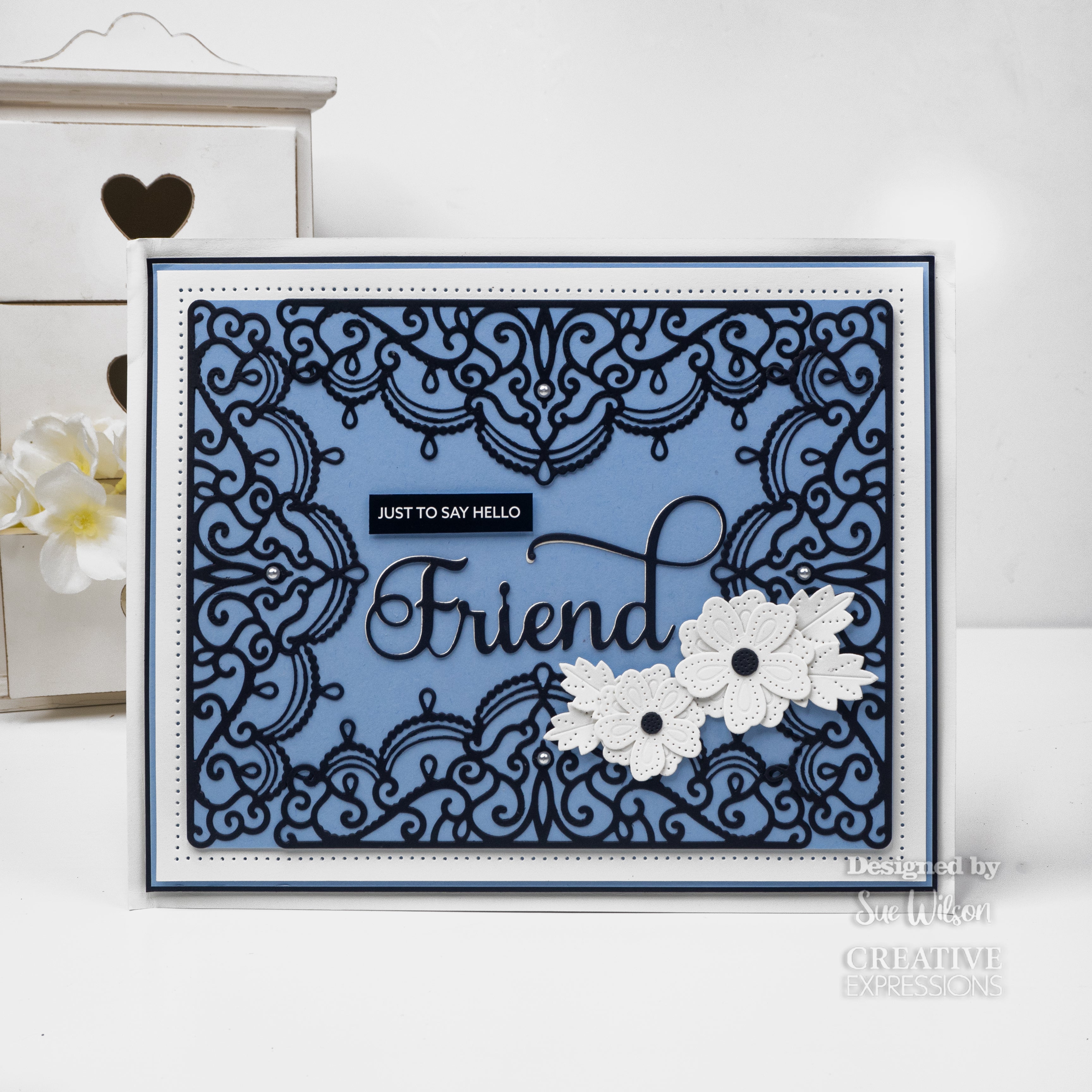 Creative Expressions Sue Wilson Noble Shadowed Sentiment Hello Friend Craft Die