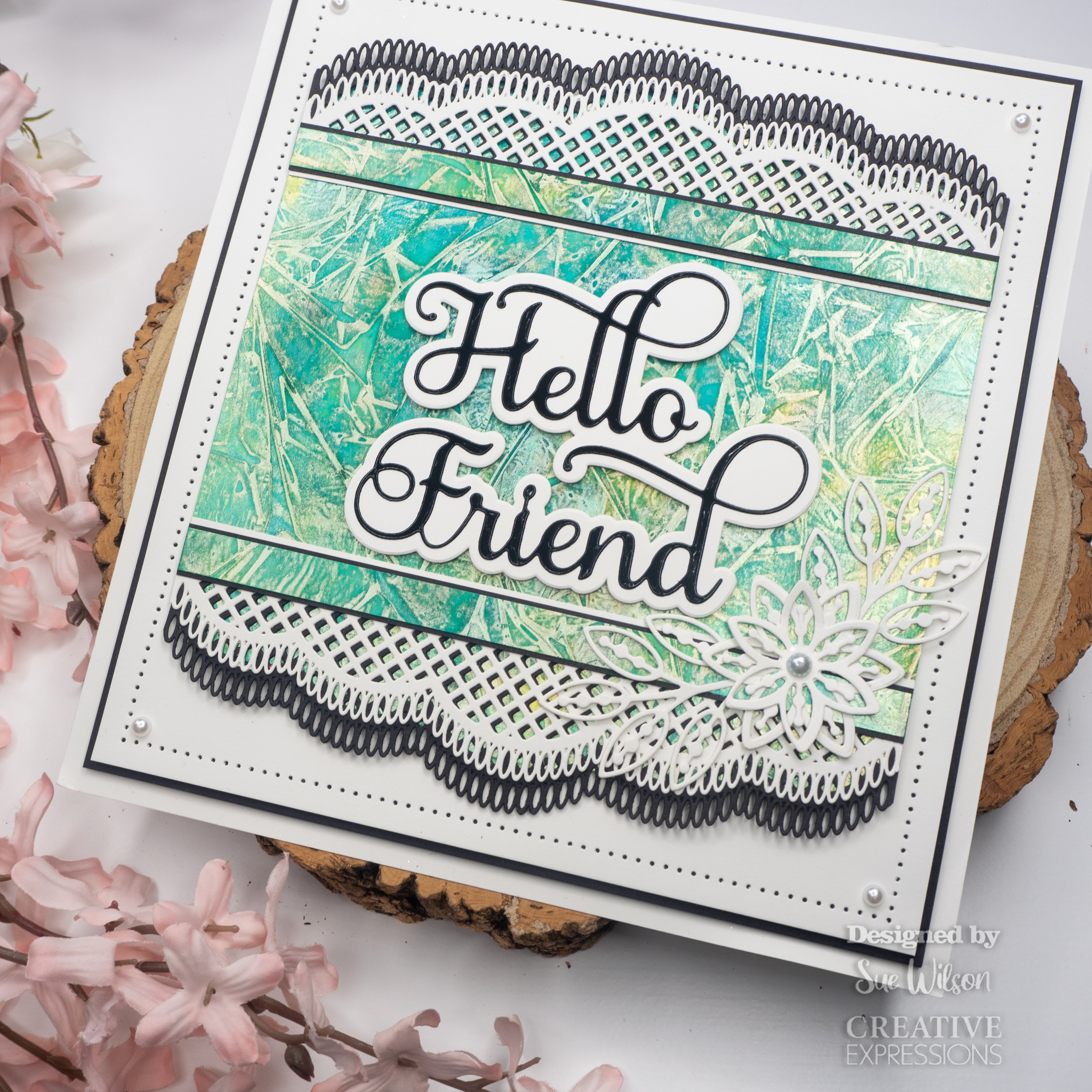 Creative Expressions Sue Wilson Noble Shadowed Sentiment Hello Friend Craft Die