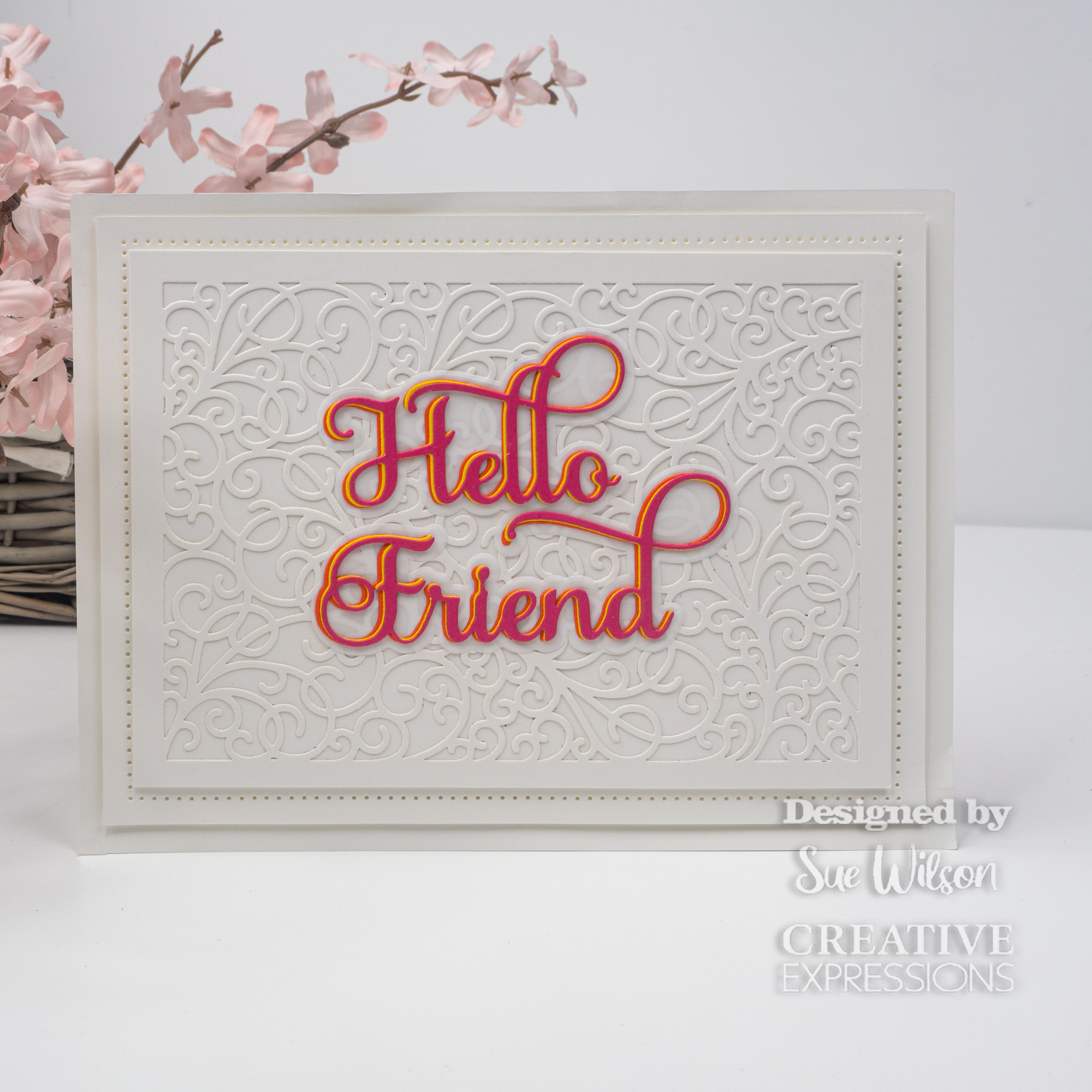 Creative Expressions Sue Wilson Noble Shadowed Sentiment Hello Friend Craft Die