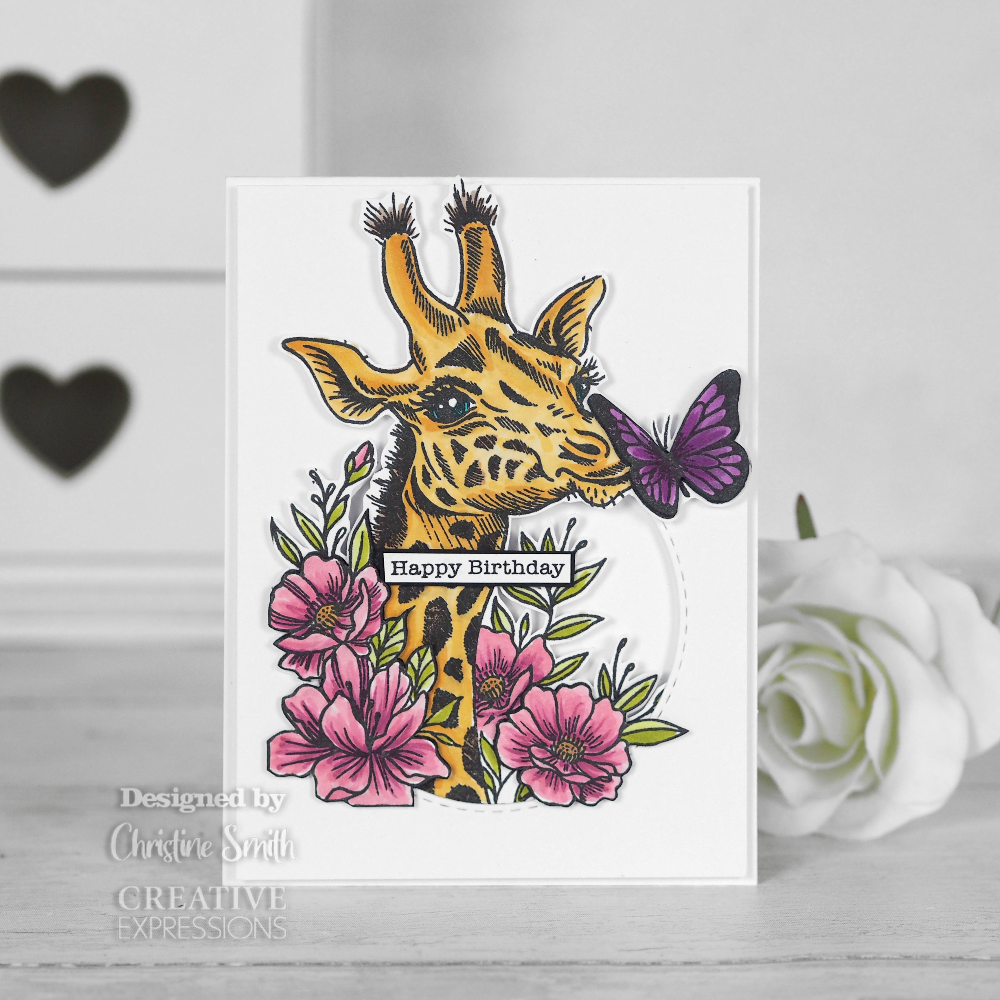 Creative Expressions Designer Boutique Giraffe Kisses 6 in x 4 in Clear Stamp Set