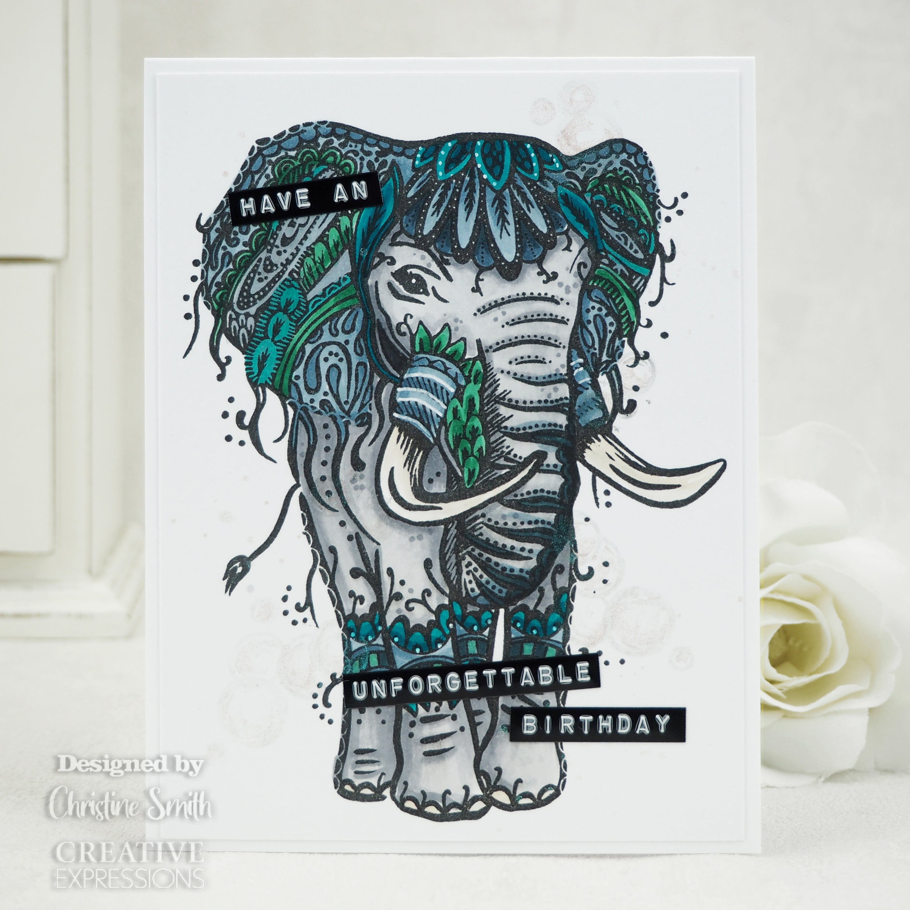 Creative Expressions Designer Boutique Doodle Elephant 6 in x 4 in Clear Stamp Set