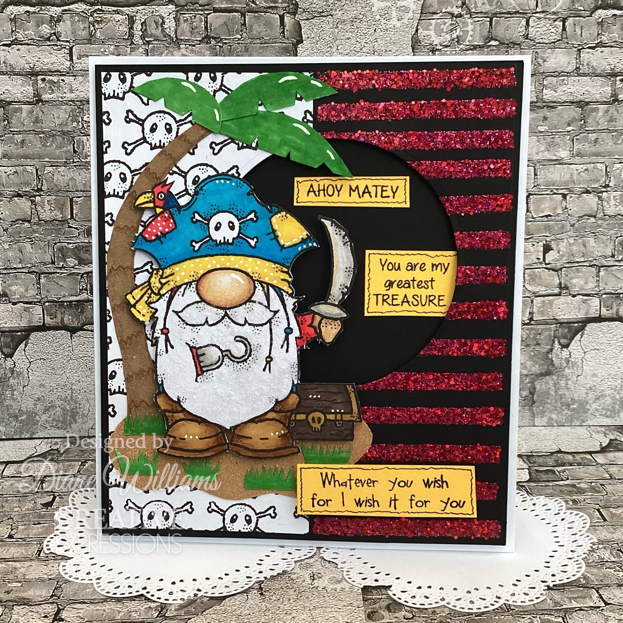 Woodware Clear Singles Pirate Gnome 4 in x 6 in Stamp Set