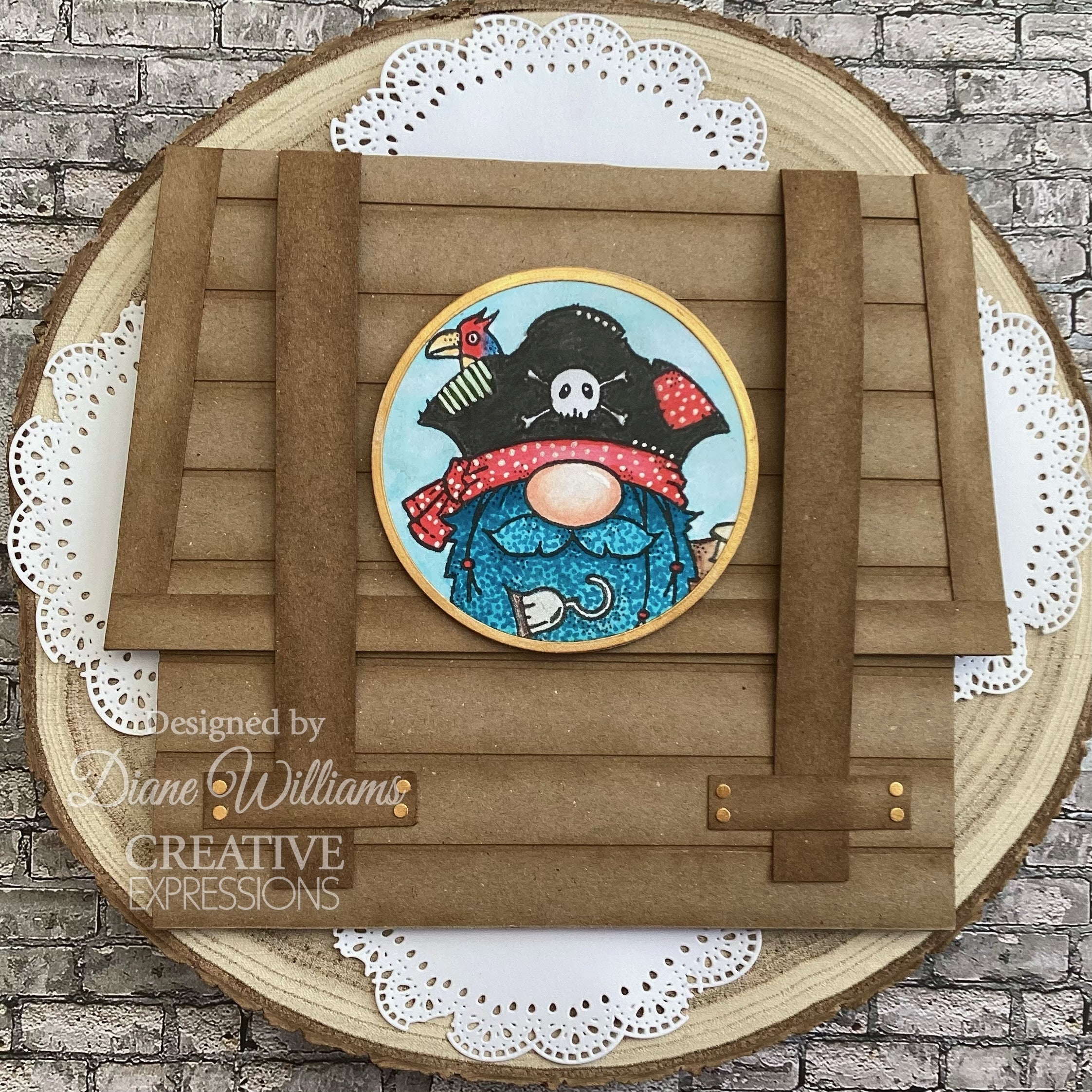 Woodware Clear Singles Pirate Gnome 4 in x 6 in Stamp Set