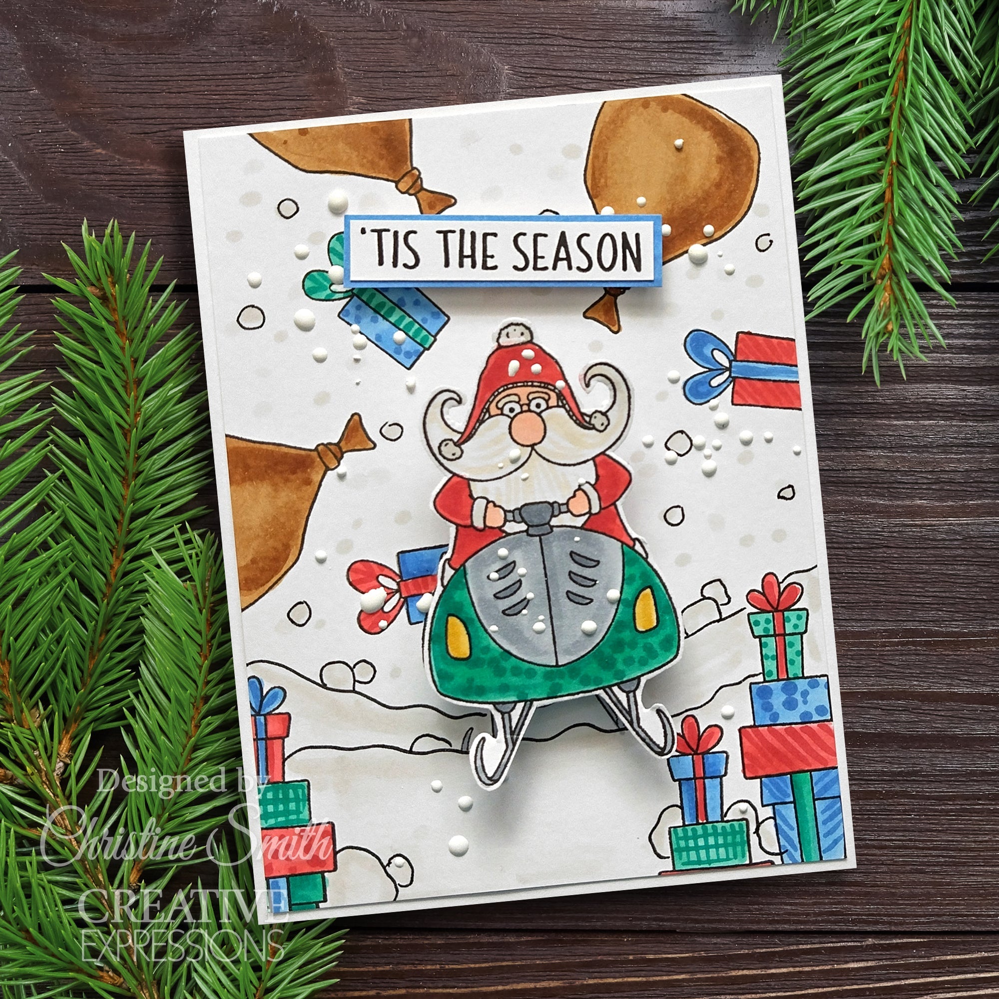 Creative Expressions Jane's Doodles Santa's Coming To Town 6 in x 8 in Clear Stamp Set