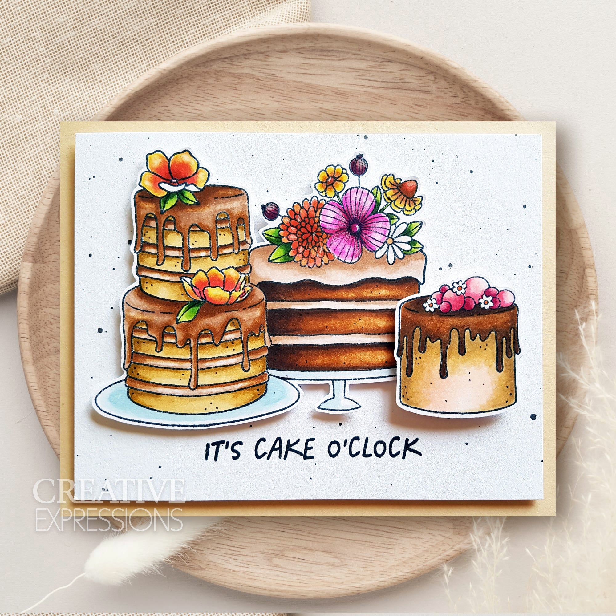 Creative Expressions Jane's Doodles It's Cake O'Clock 6 in x 8 in Clear Stamp Set