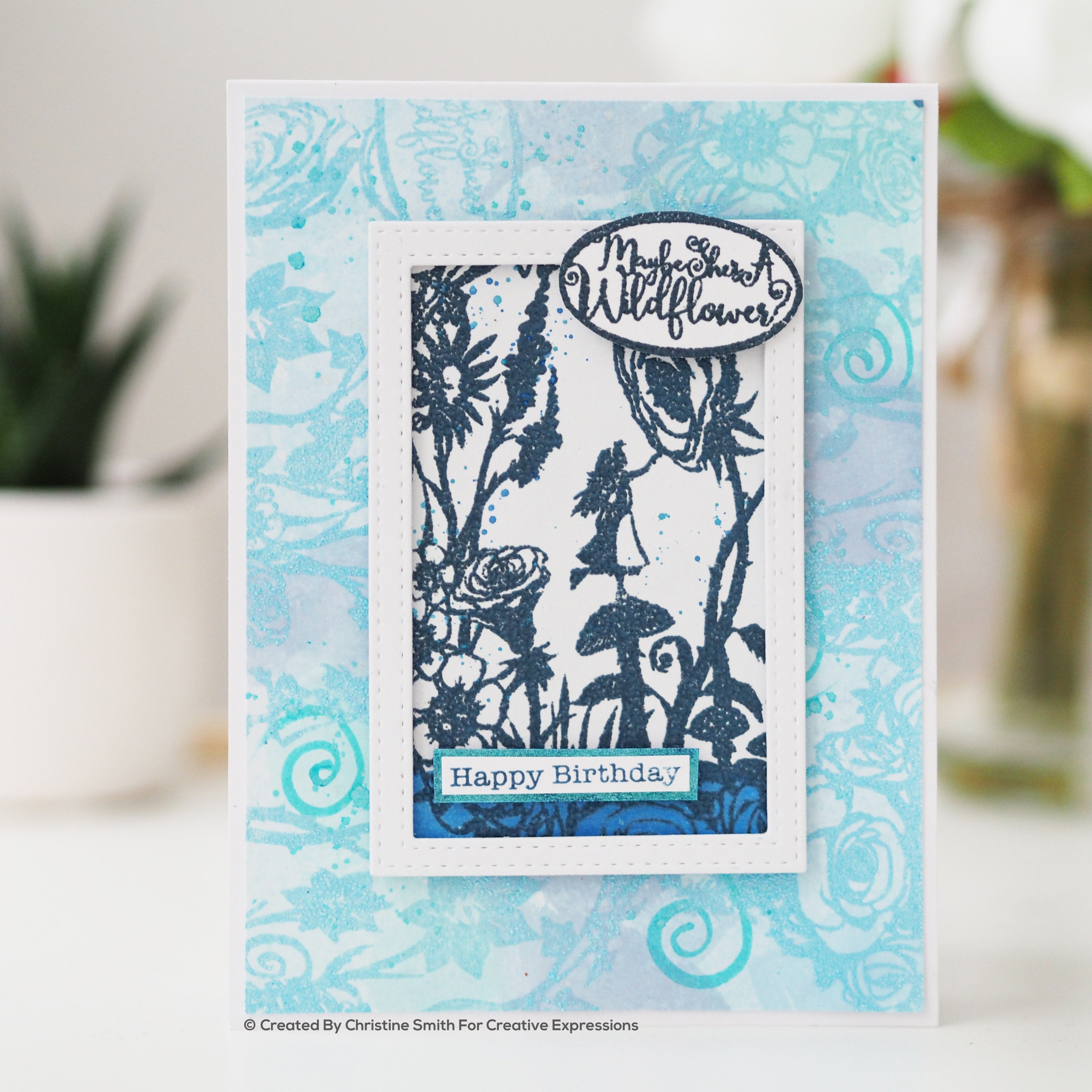 Paper Panda Wildflower 4.0 in x 5.2 in  Pre Cut Rubber Stamp