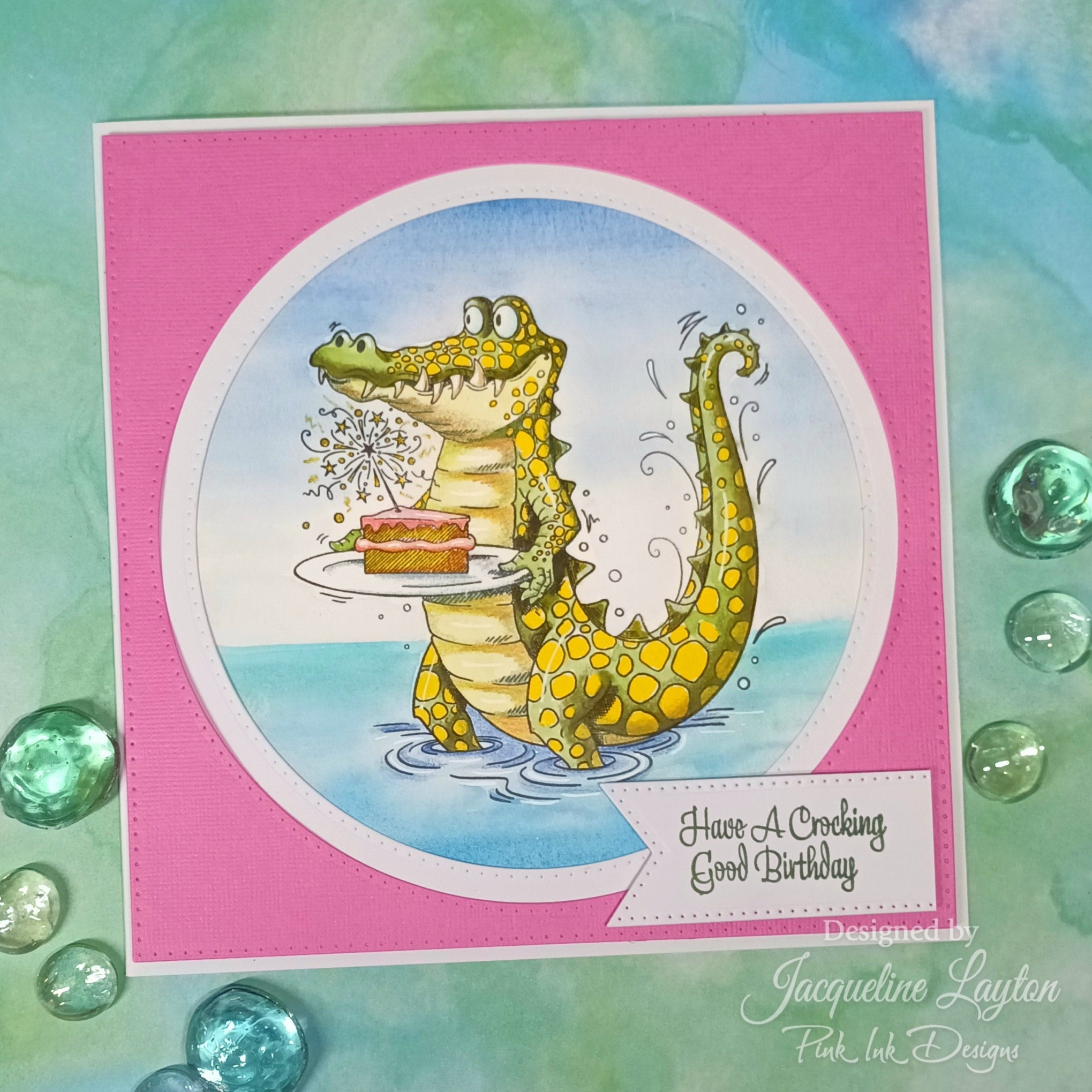 Pink Ink Designs What's Up Croc? 6 in x 8 in Clear Stamp Set