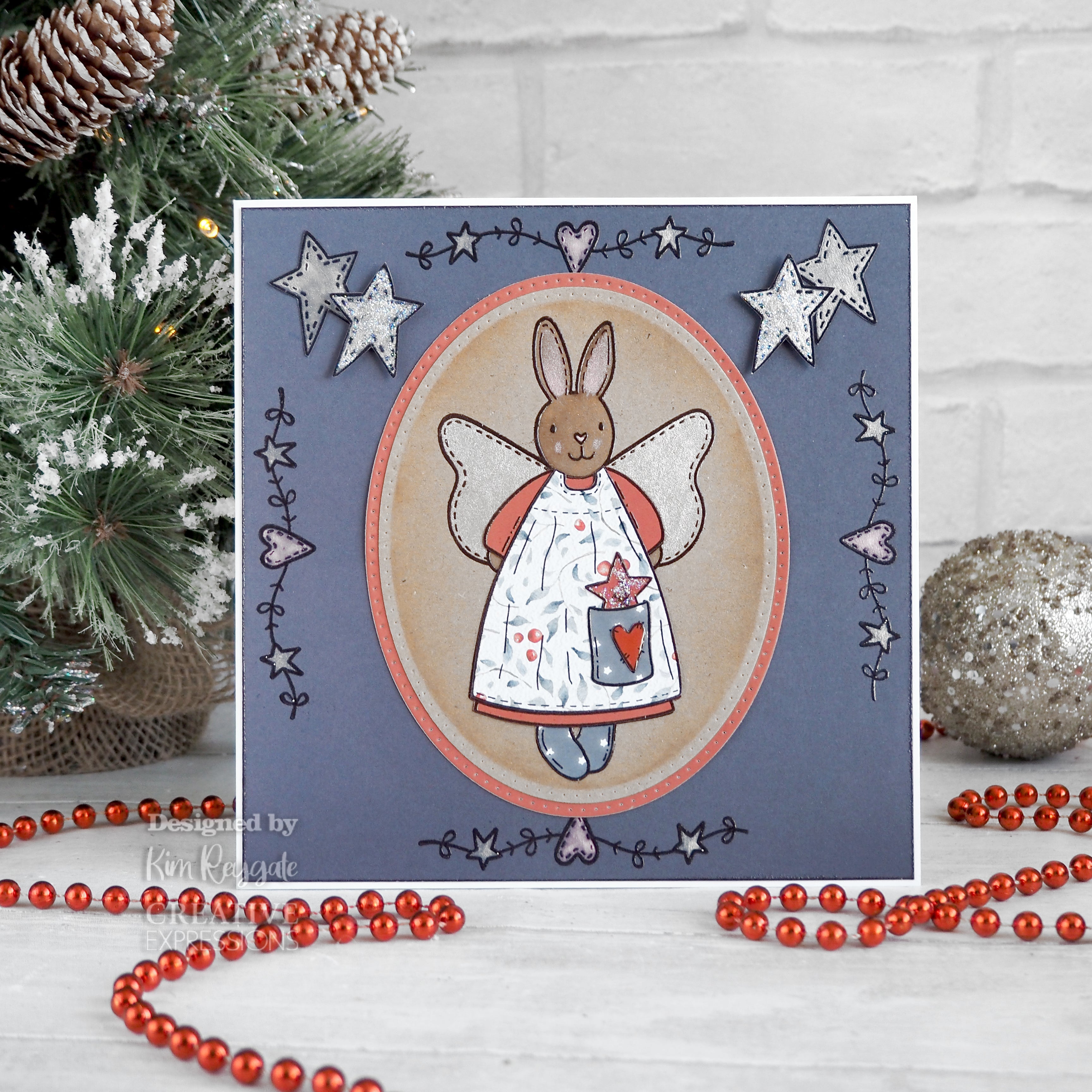 Creative Expressions Sam Poole Angel Bunny 6 in x 4 in Clear Stamp Set