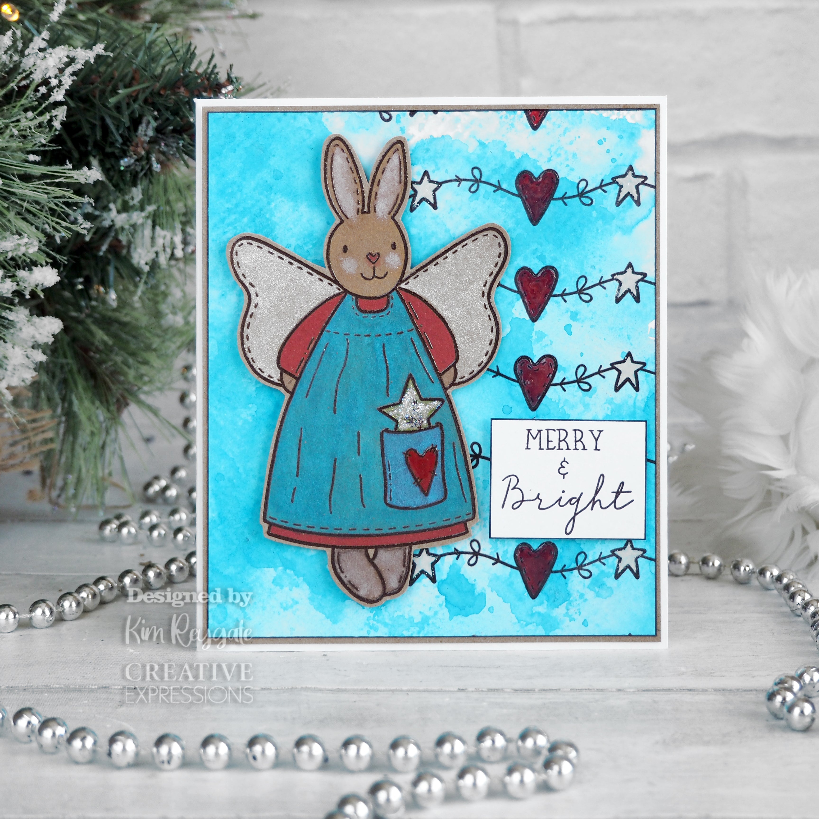 Creative Expressions Sam Poole Angel Bunny 6 in x 4 in Clear Stamp Set