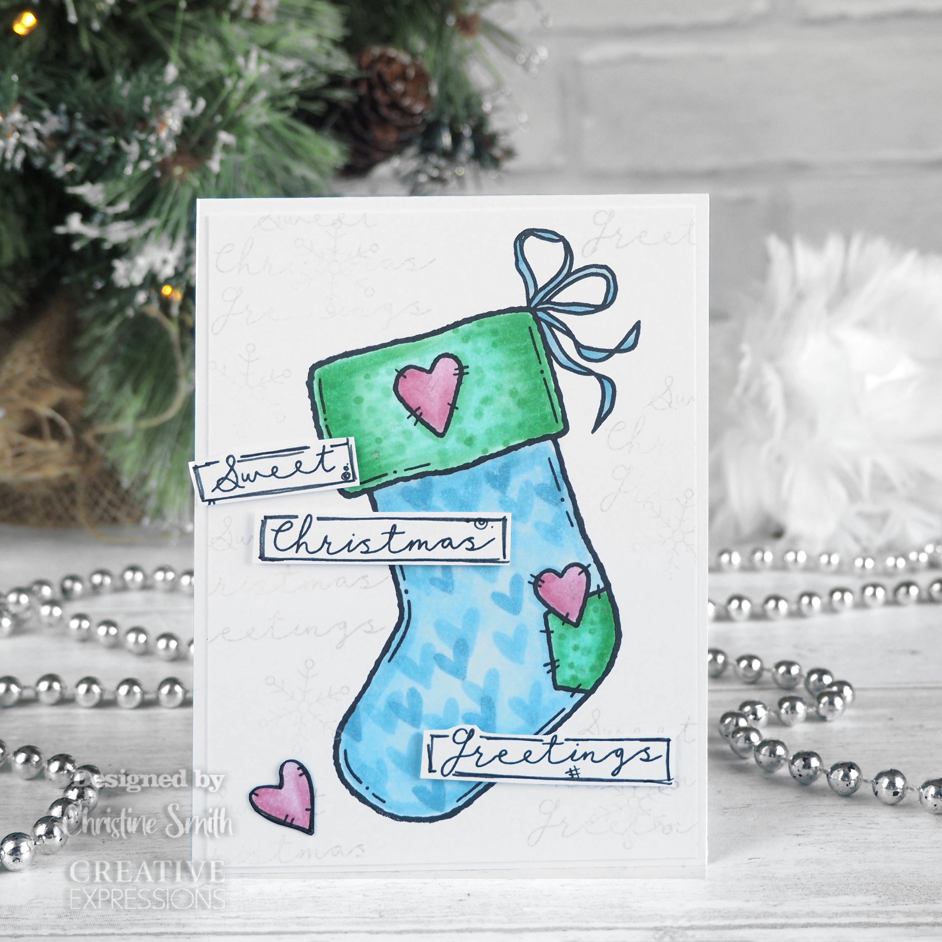 Creative Expressions Sam Poole Sweet Stocking 6 in x 4 in Clear Stamp Set