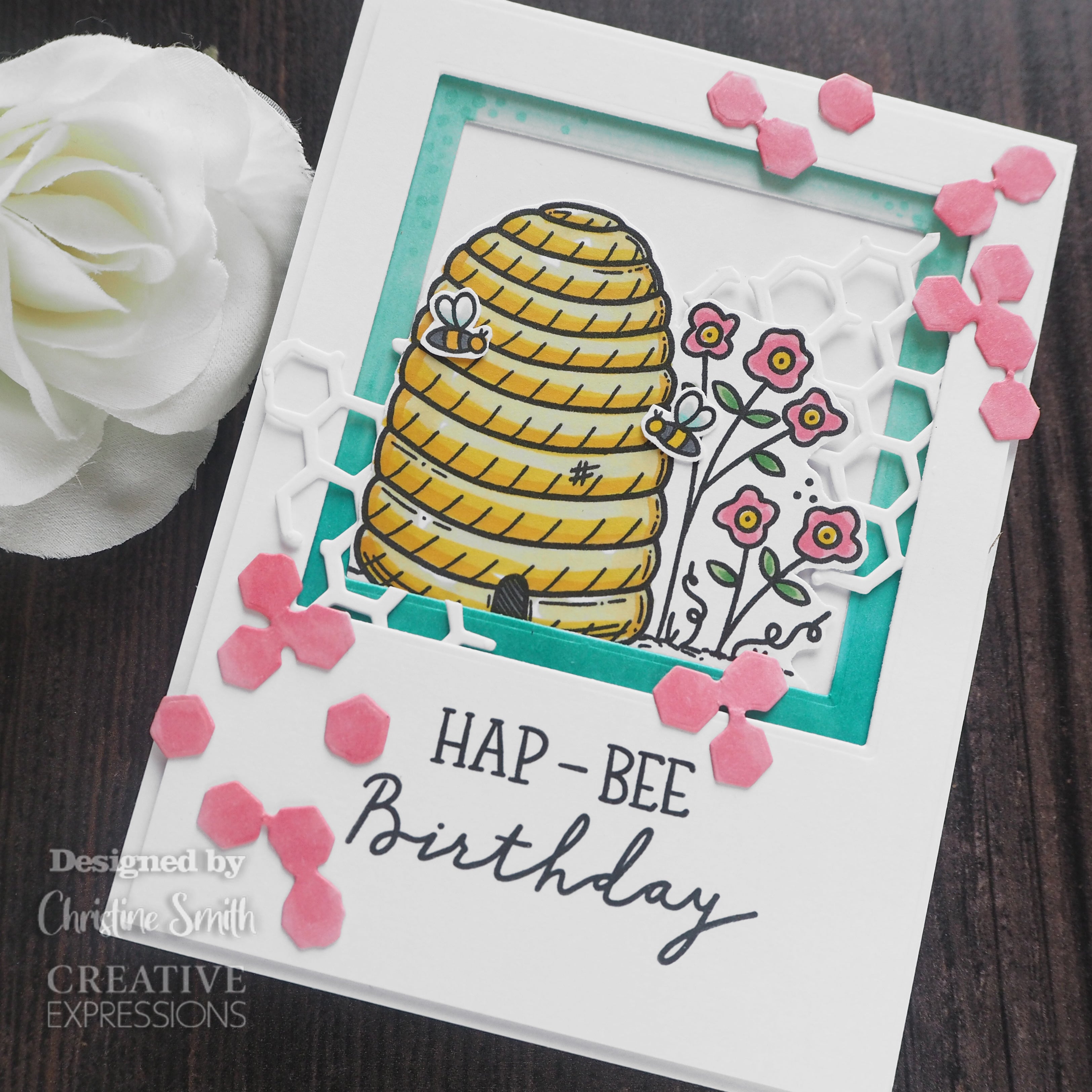 Creative Expressions Sam Poole Bee-you-tiful Beehive 6 in x 4 in Clear Stamp Set