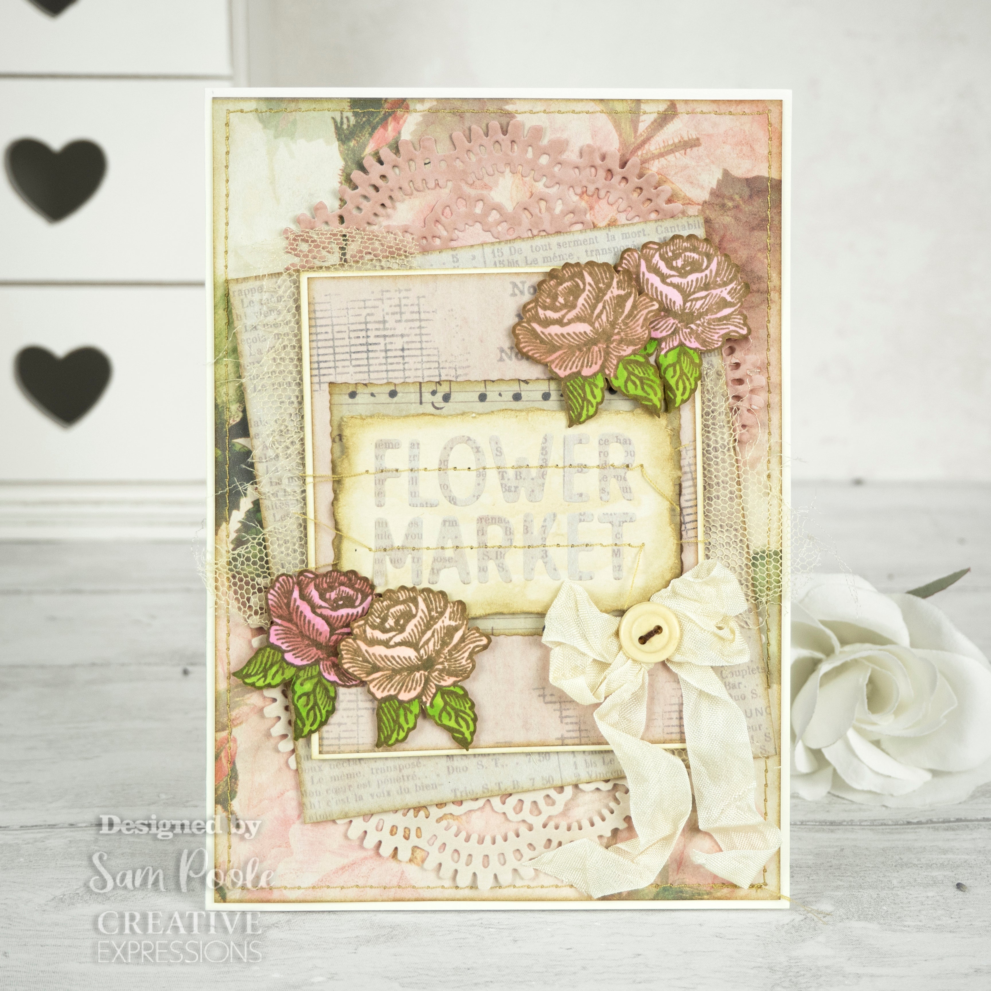 Creative Expressions Sam Poole Timeless Roses 6 in x 8 in Clear Stamp Set