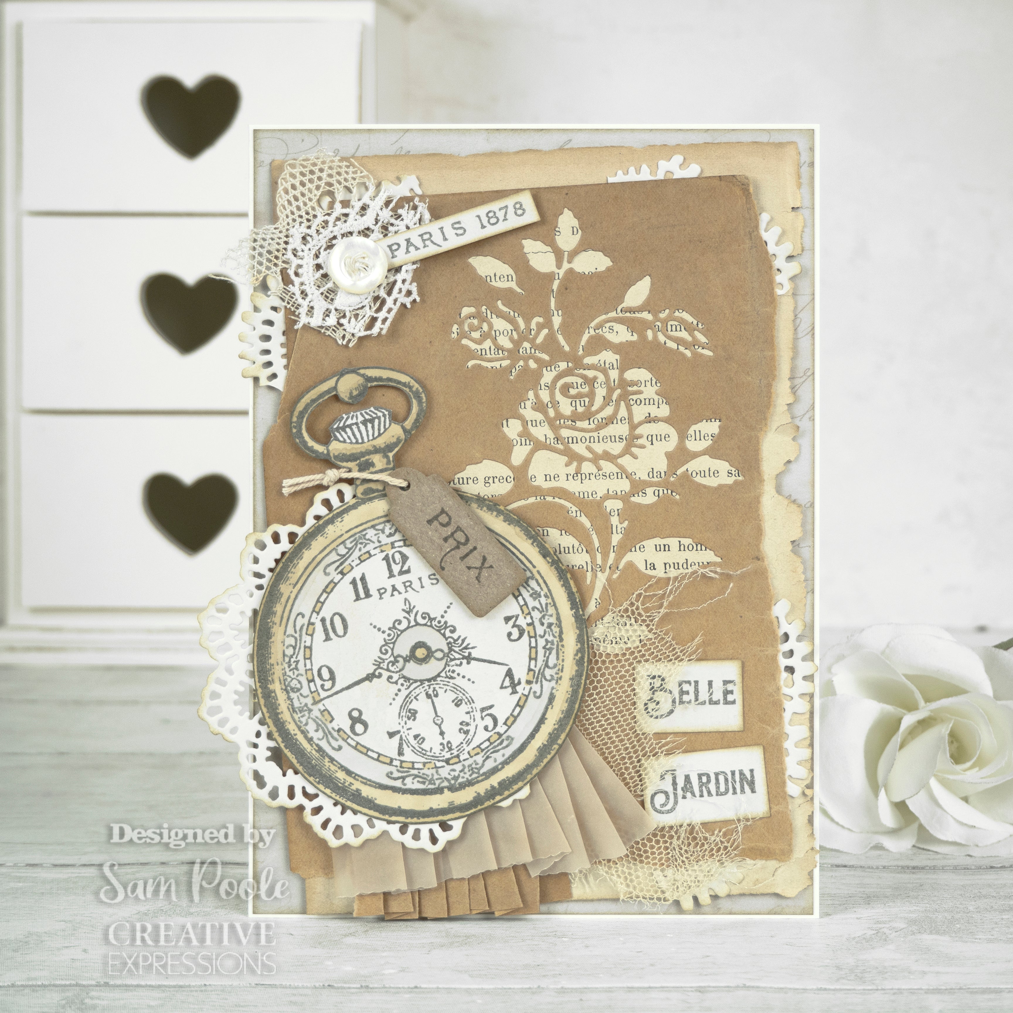 Creative Expressions Sam Poole Timeless Roses 6 in x 8 in Clear Stamp Set