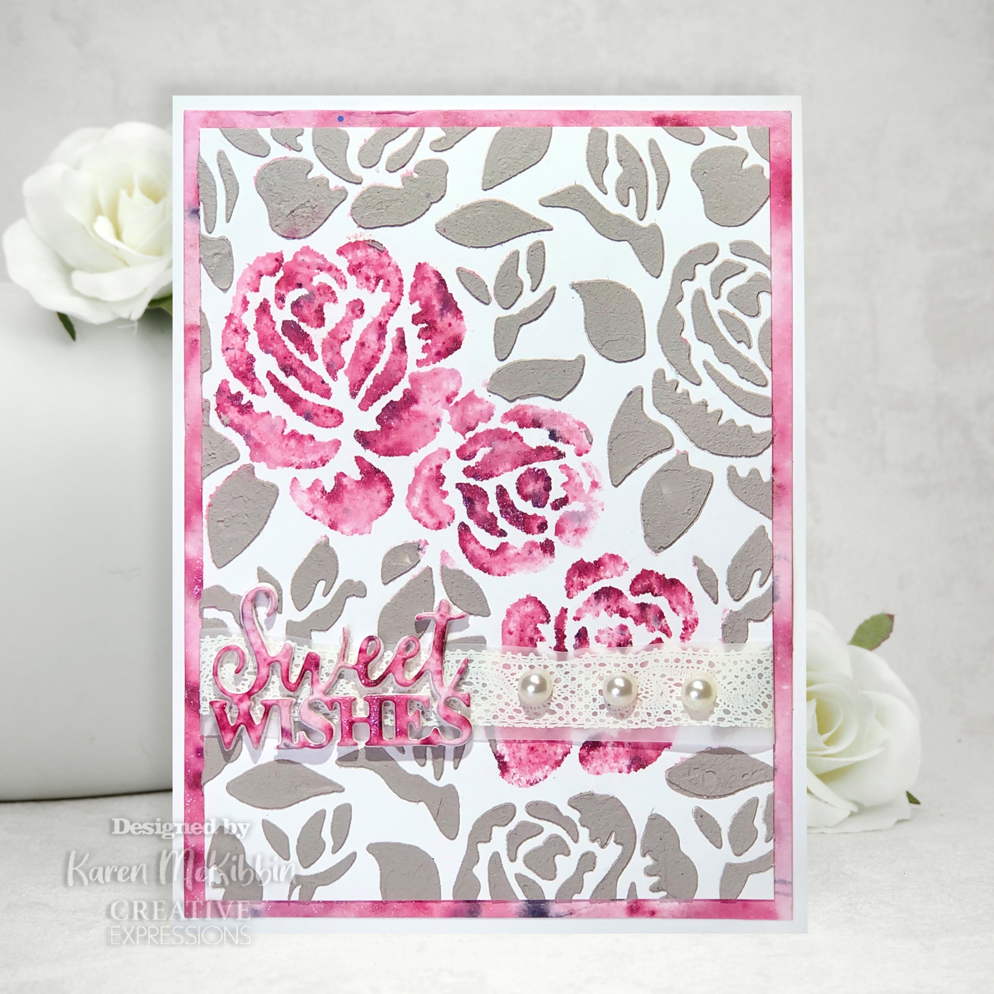 Creative Expressions Sam Poole Roses In Tea Garden 6 in x 6 in Stencil