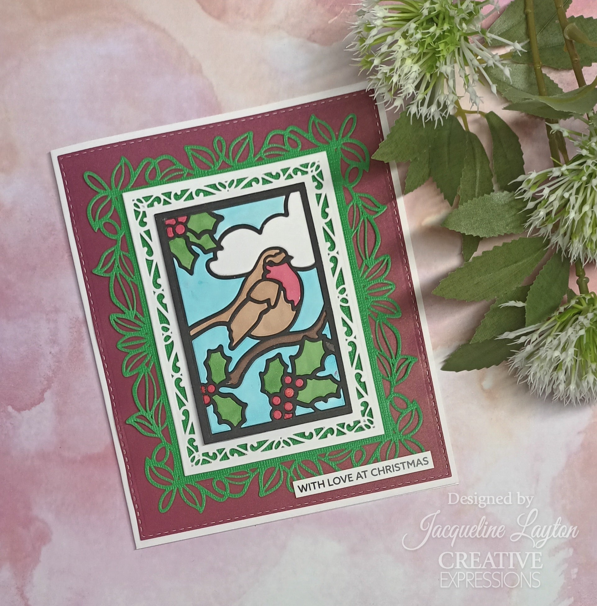 Creative Expressions Sue Wilson Festive Stained Glass Christmas Songbird Craft Die