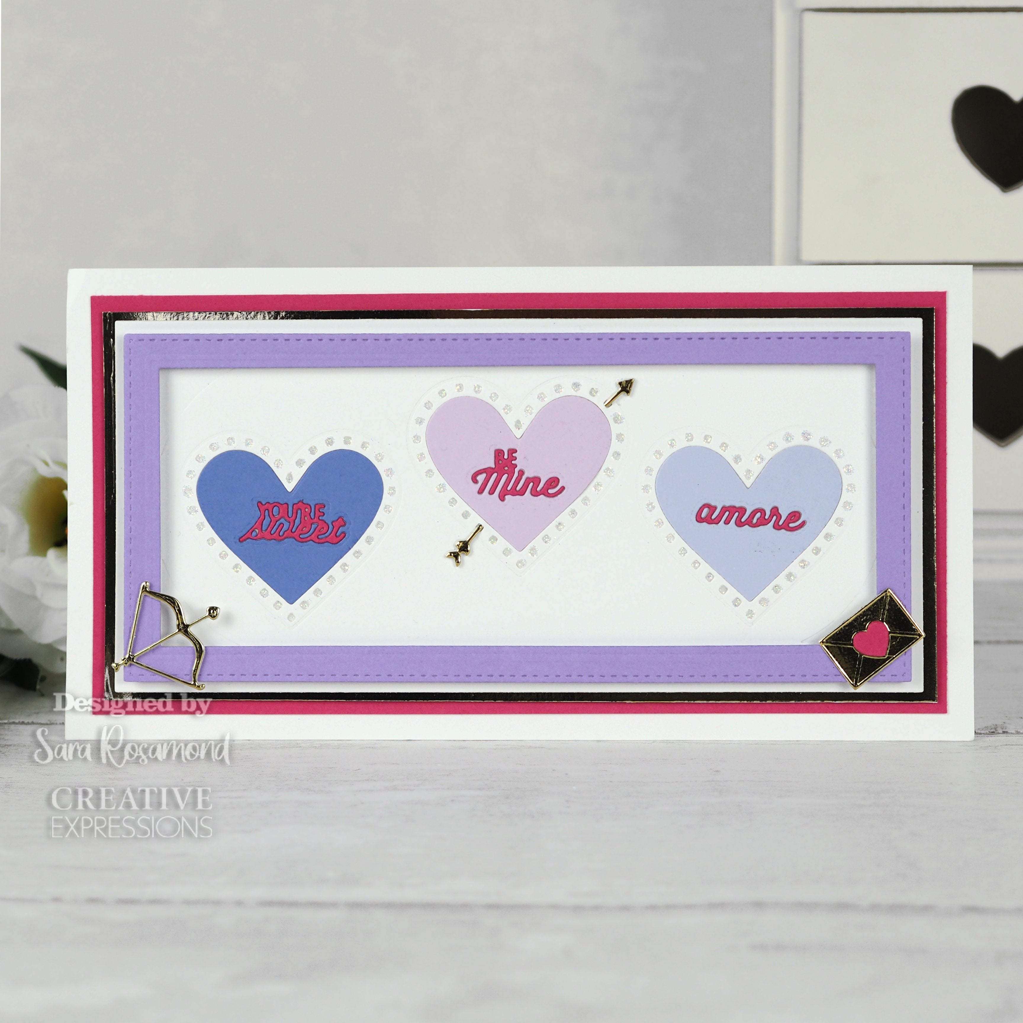 Creative Expressions Sue Wilson Slimline Collection Decorative Heart Aperture Trio Craft Die