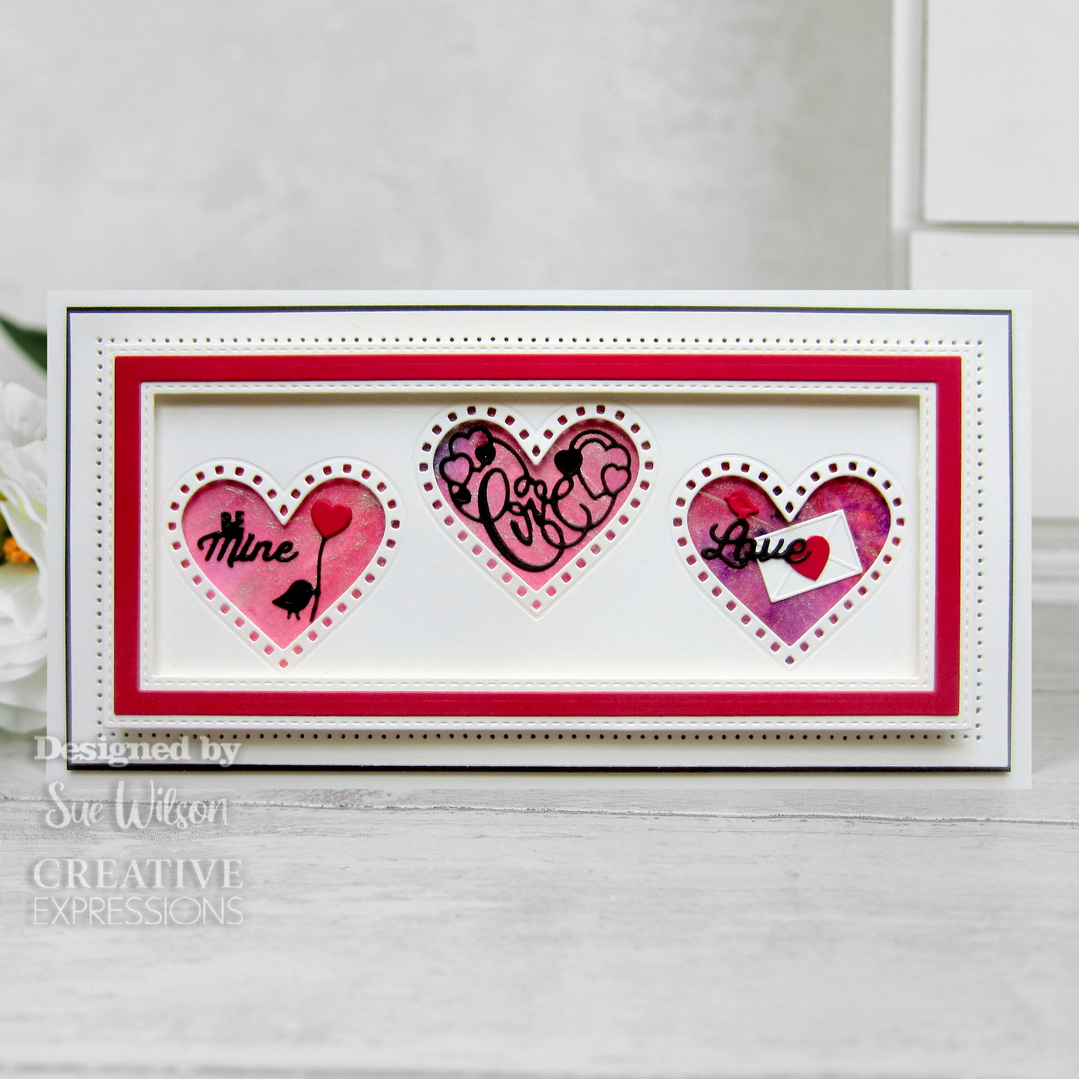 Creative Expressions Sue Wilson Slimline Collection Decorative Heart Aperture Trio Craft Die