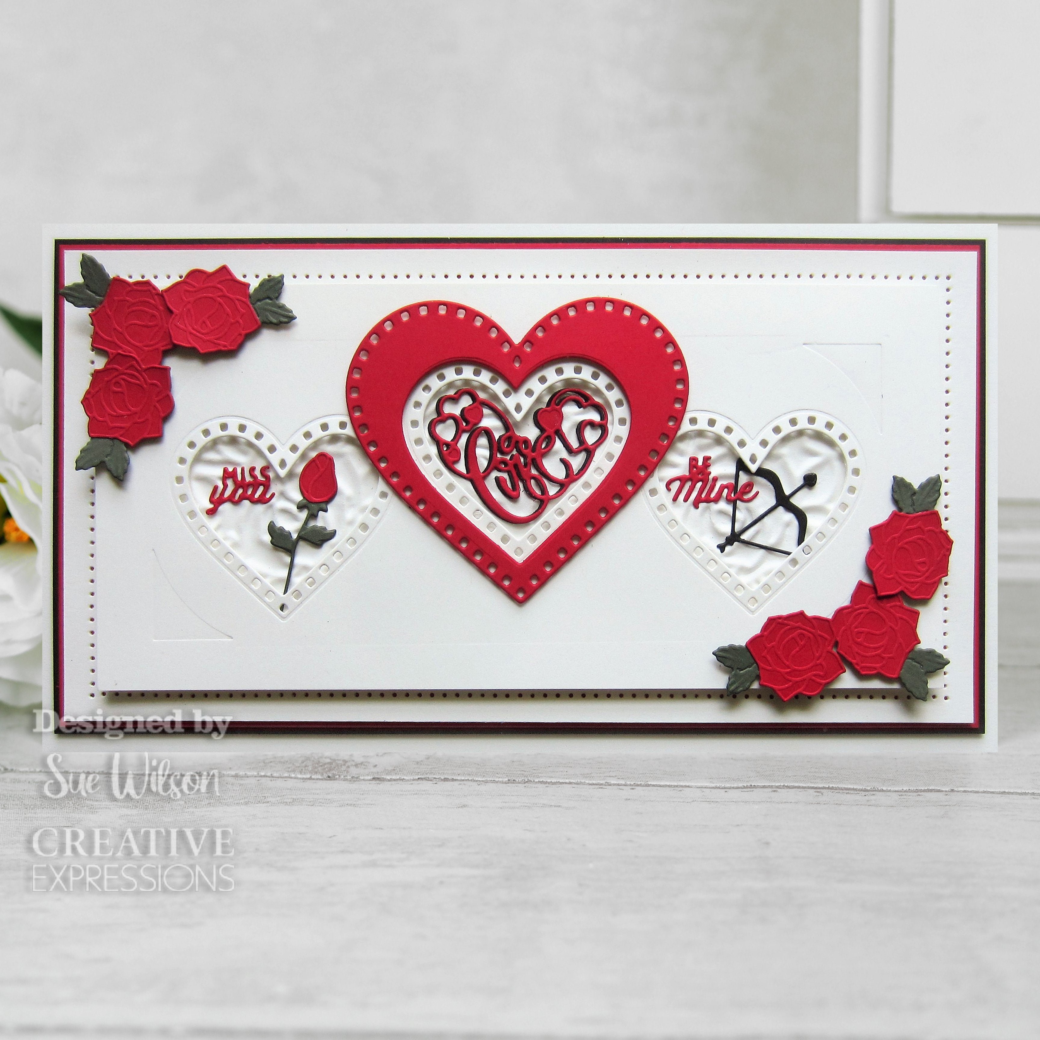 Creative Expressions Sue Wilson Slimline Collection Decorative Heart Aperture Trio Craft Die