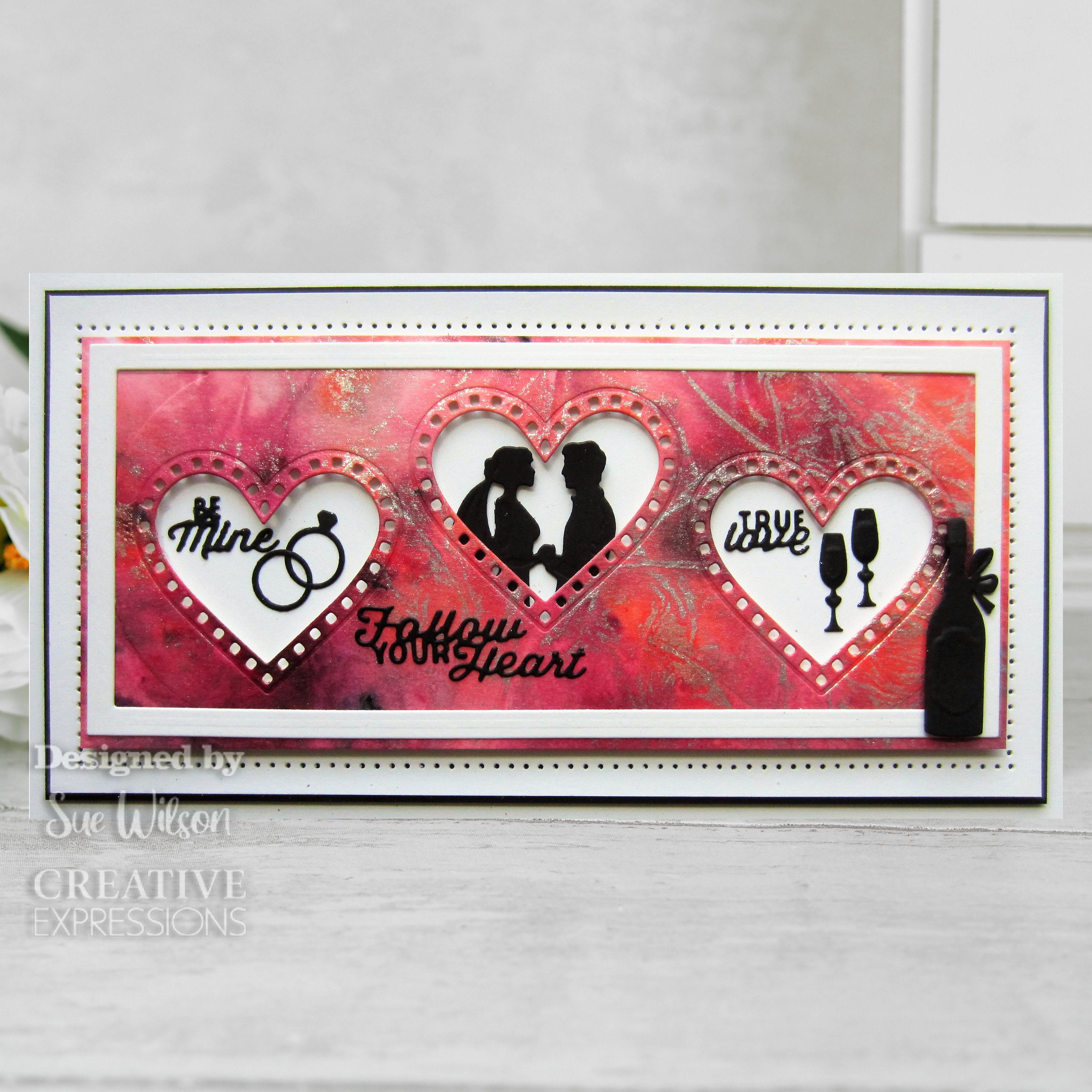 Creative Expressions Sue Wilson Slimline Collection Decorative Heart Aperture Trio Craft Die