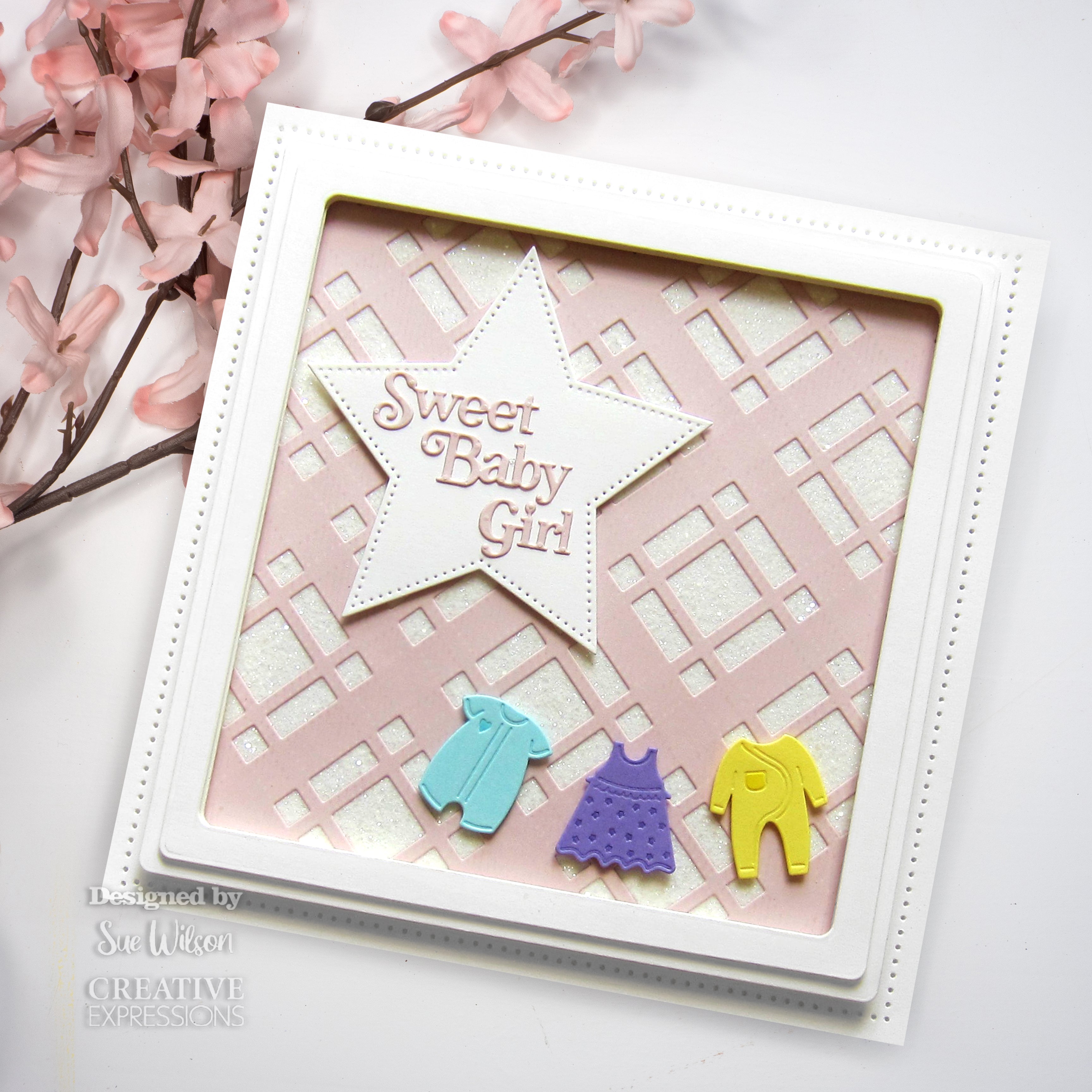 Creative Expressions Sue Wilson Mini Shadowed Sentiments Sweet Baby Boy & Girl Craft Die