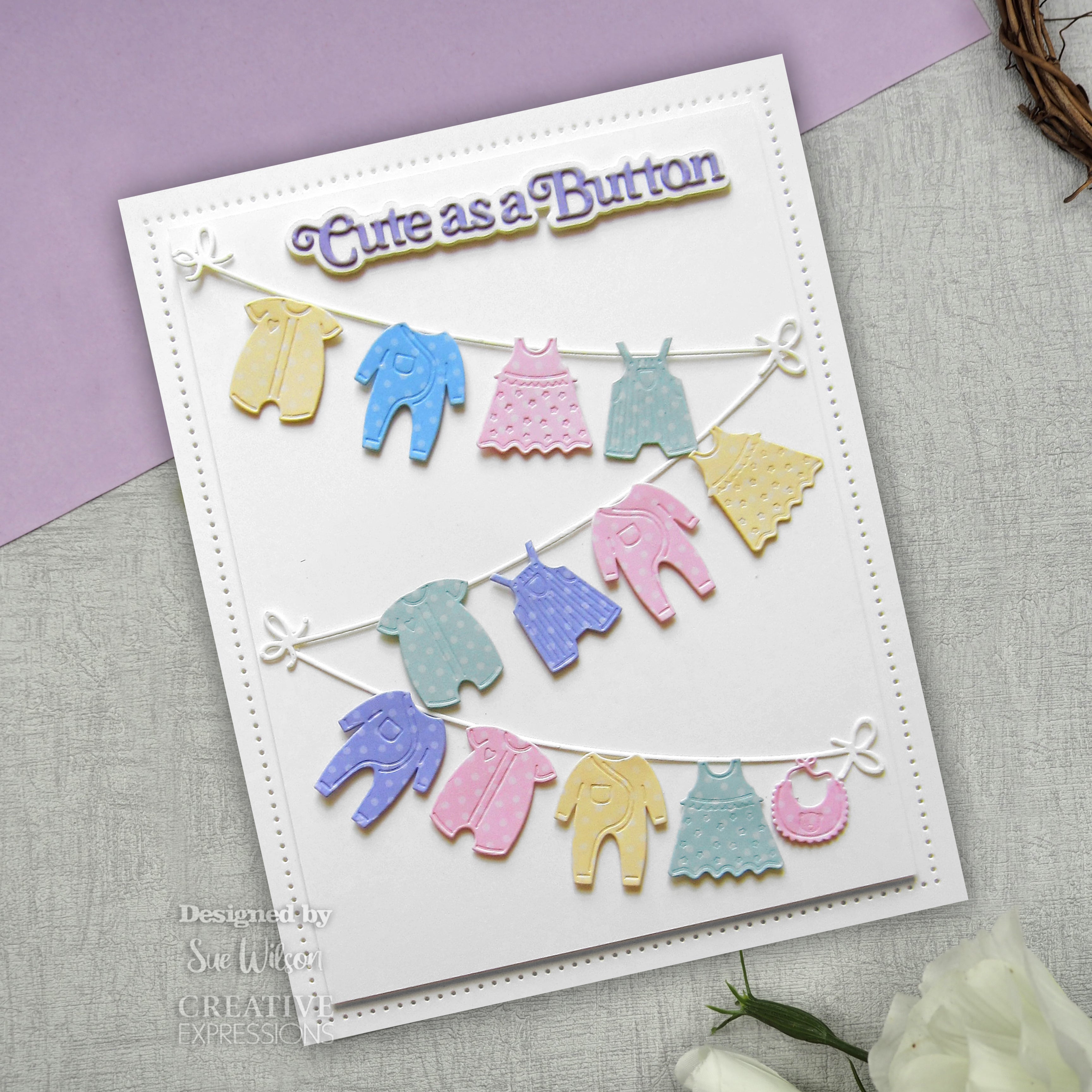 Creative Expressions Sue Wilson Mini Shadowed Sentiments Cute As A Button Craft Die