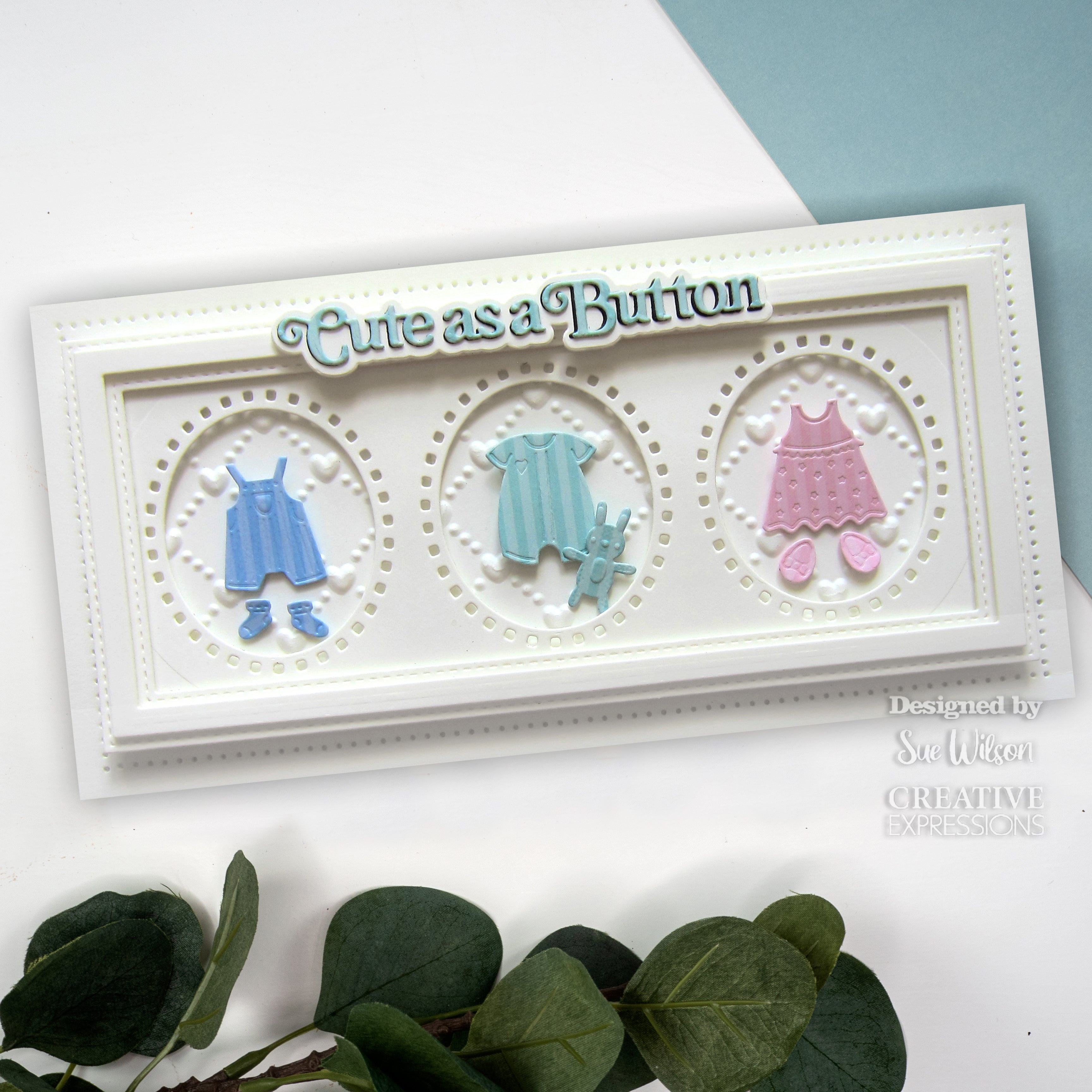 Creative Expressions Sue Wilson Mini Shadowed Sentiments Cute As A Button Craft Die