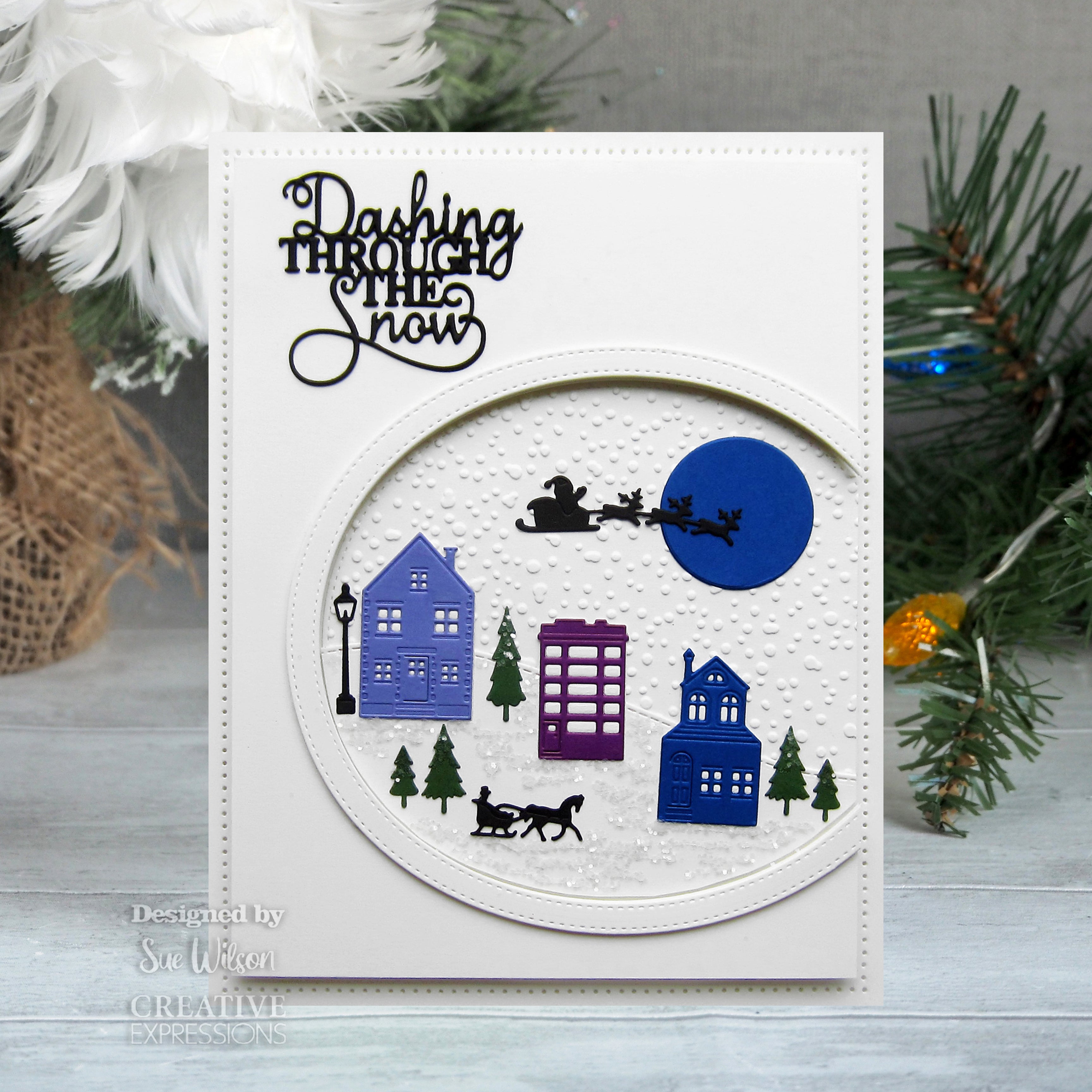 Creative Expressions Sue Wilson Festive Mini Expressions Dashing Through The Snow Craft Die