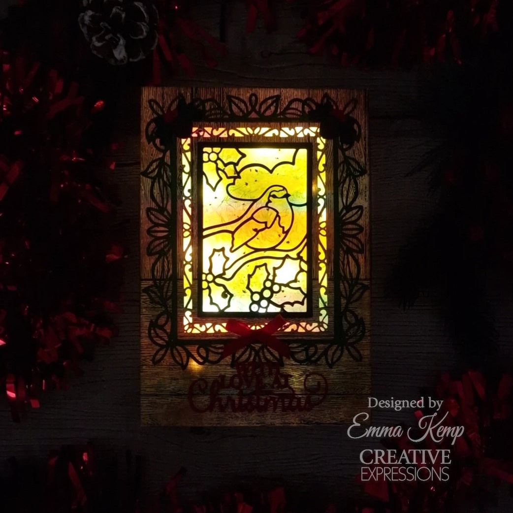 Creative Expressions Sue Wilson Festive Stained Glass Christmas Songbird Craft Die