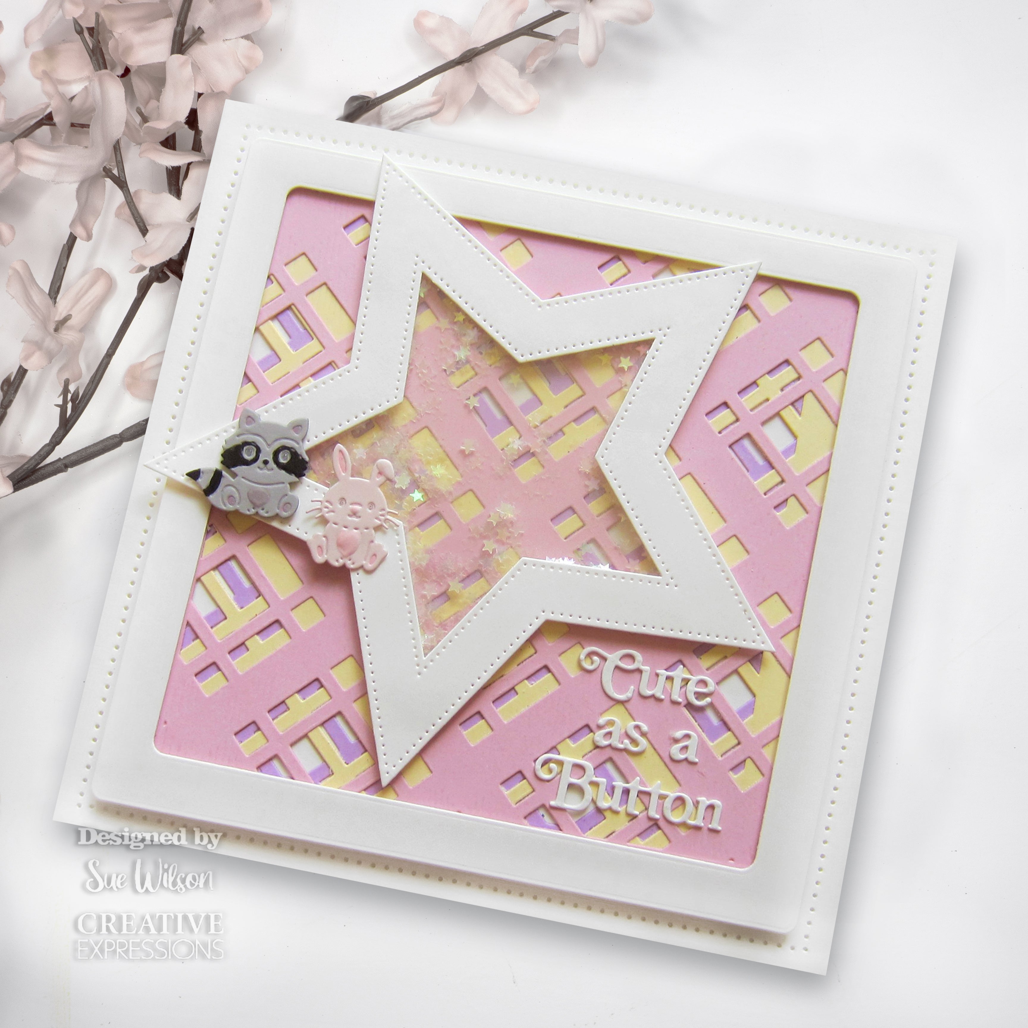 Creative Expressions Sue Wilson Mini Shadowed Sentiments Cute As A Button Craft Die