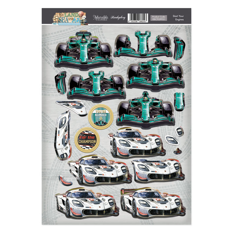 Start Your Engines Decoupage Topper Sheet