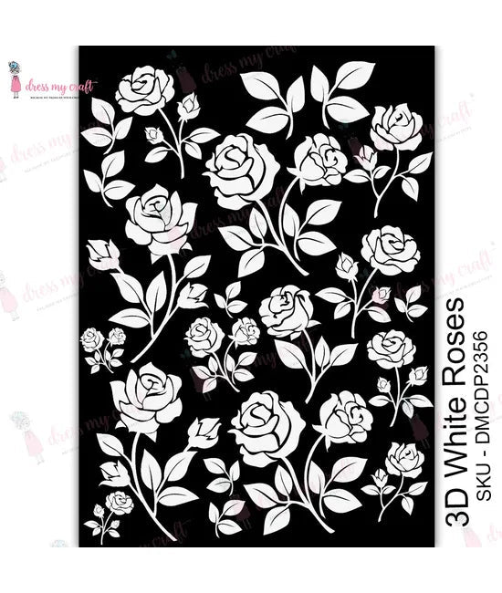 Dress My Craft Transfer Me - 3D White Roses