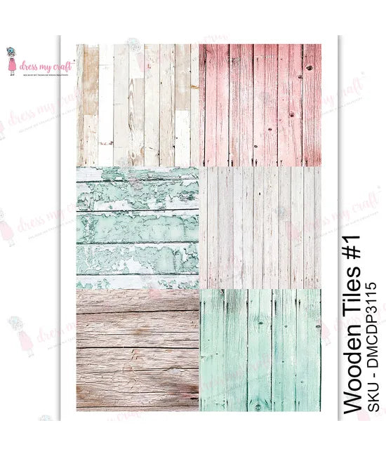 Dress My Craft Transfer Me - Wooden Tiles #1