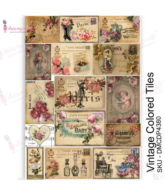 Dress My Craft Transfer Me - Vintage Colored Tiles