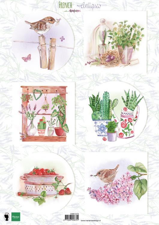 Cutting Sheet French Antiques Herbs A4