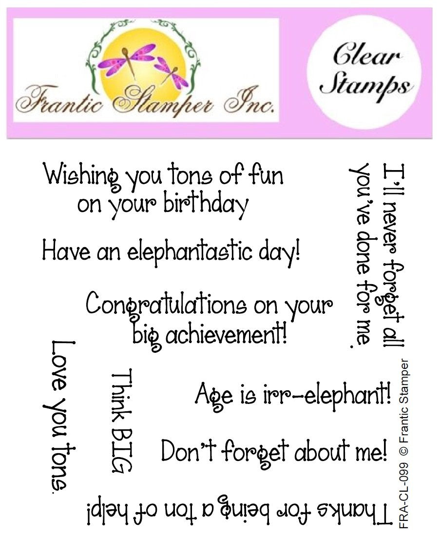 Frantic Stamper Clear Stamp Set - Elephant Sentiments