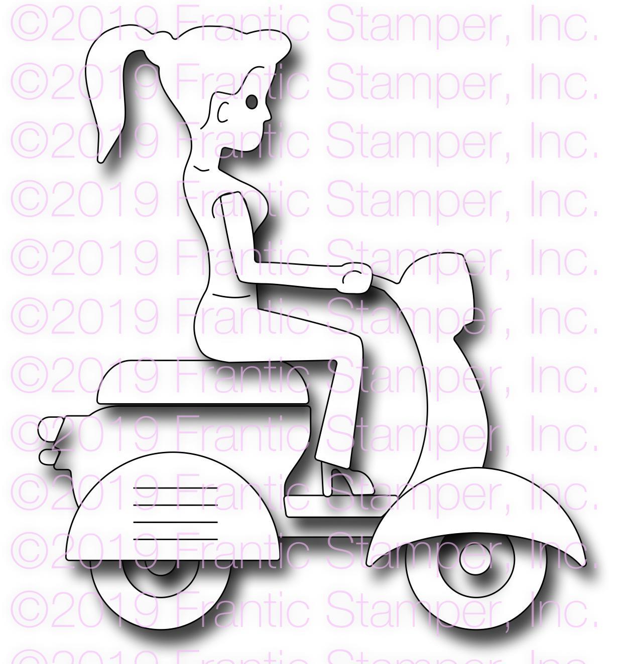 Frantic Stamper Precision Die - Scooter Girl