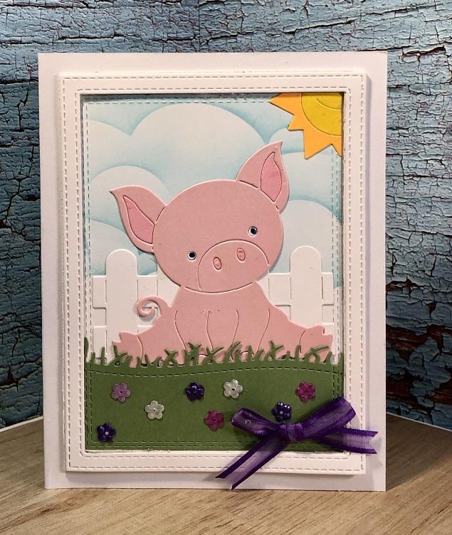 Frantic Stamper Precision Die - Cute Piglet in a Pen