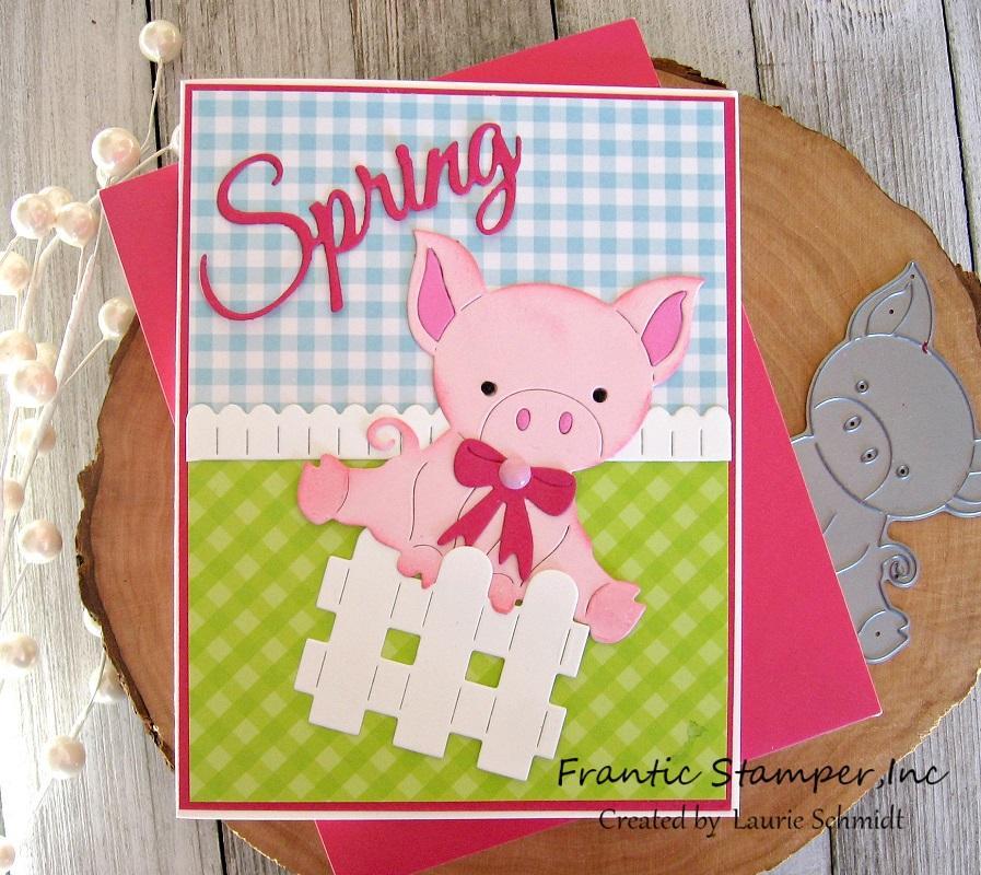 Frantic Stamper Precision Die - Cute Piglet in a Pen