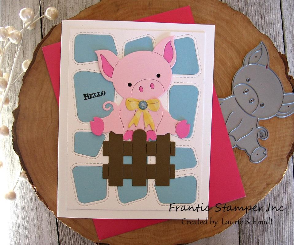 Frantic Stamper Precision Die - Cute Piglet in a Pen