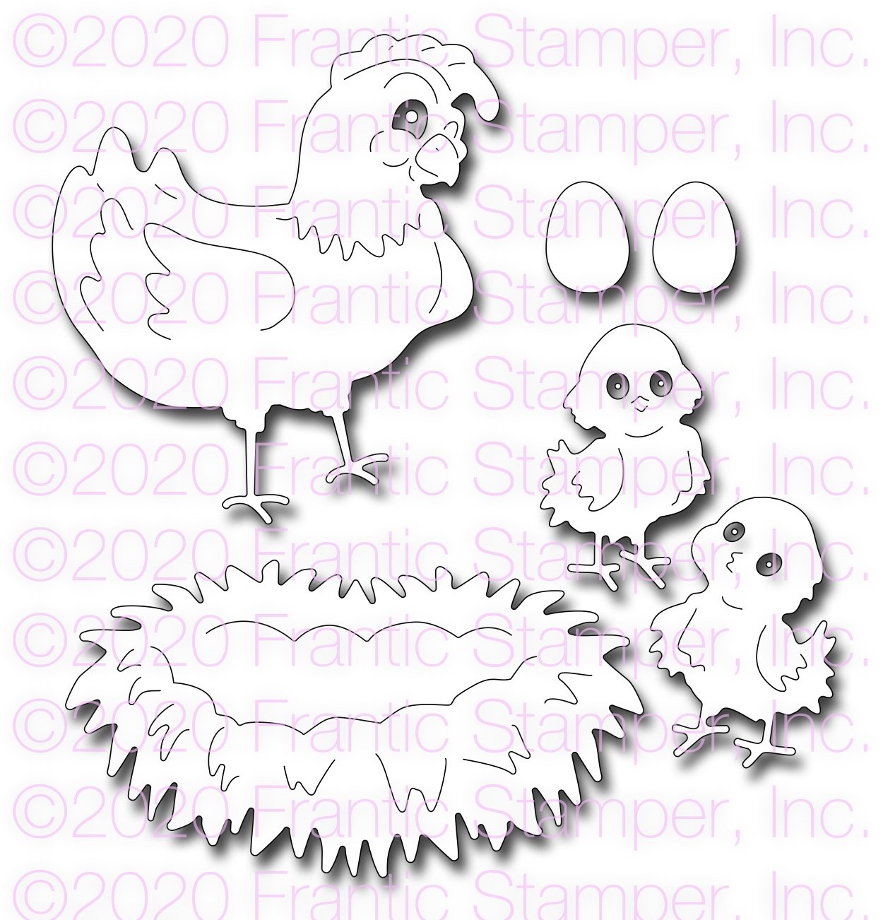 Frantic Stamper Cute Chicken Family die set