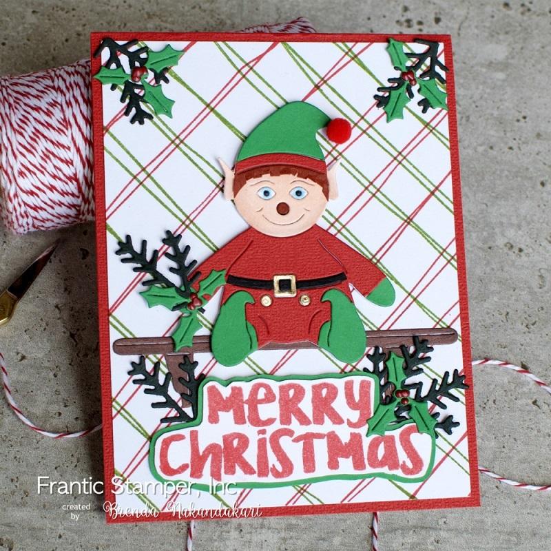 Frantic Stamper Precision Die - Cute Elf and his shelf