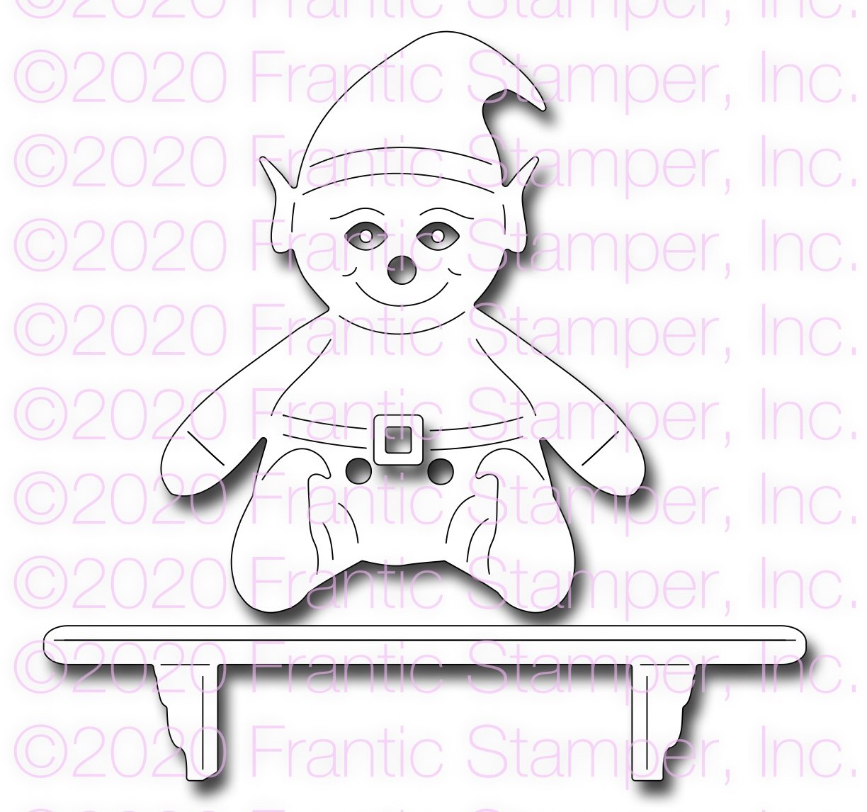 Frantic Stamper Precision Die - Cute Elf and his shelf