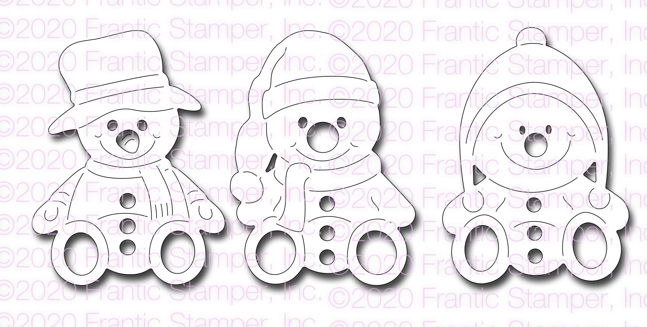 Frantic Stamper Precision Die - Smiling Snowmen Pals