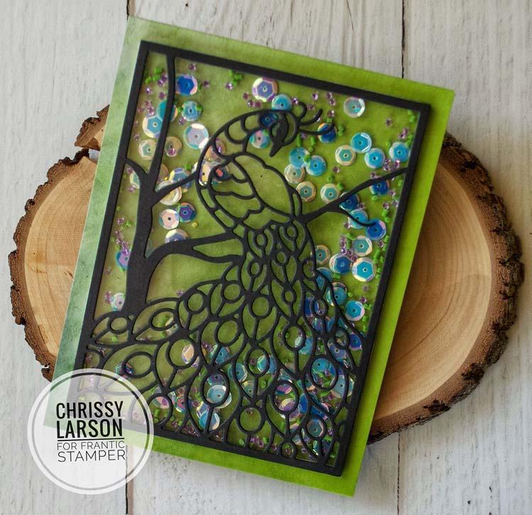 Frantic Stamper Precision Die - Perched Peacock Card Panel