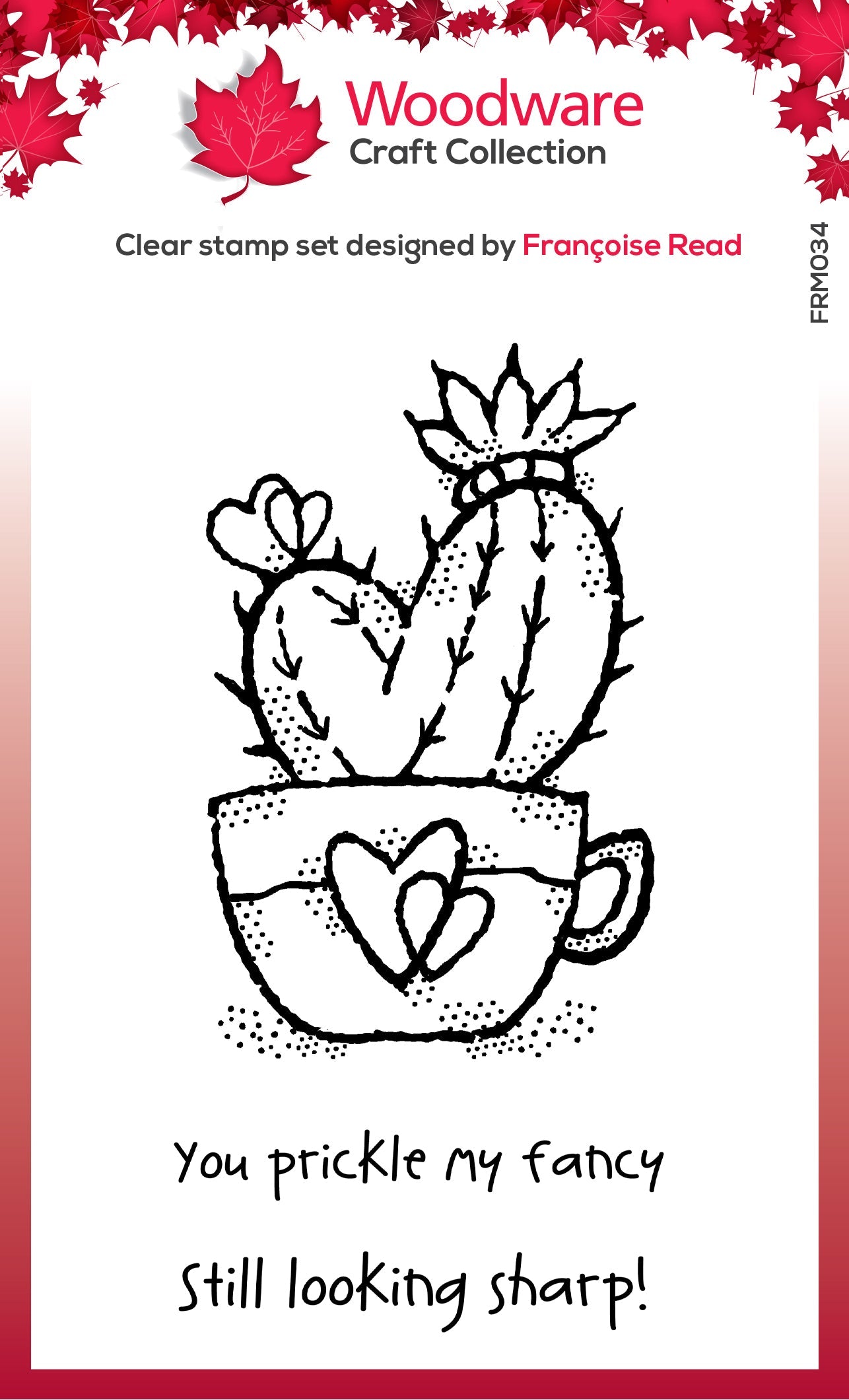 Woodware Clear Singles Heart Cactus 3.8 in x 2.6 in Stamp