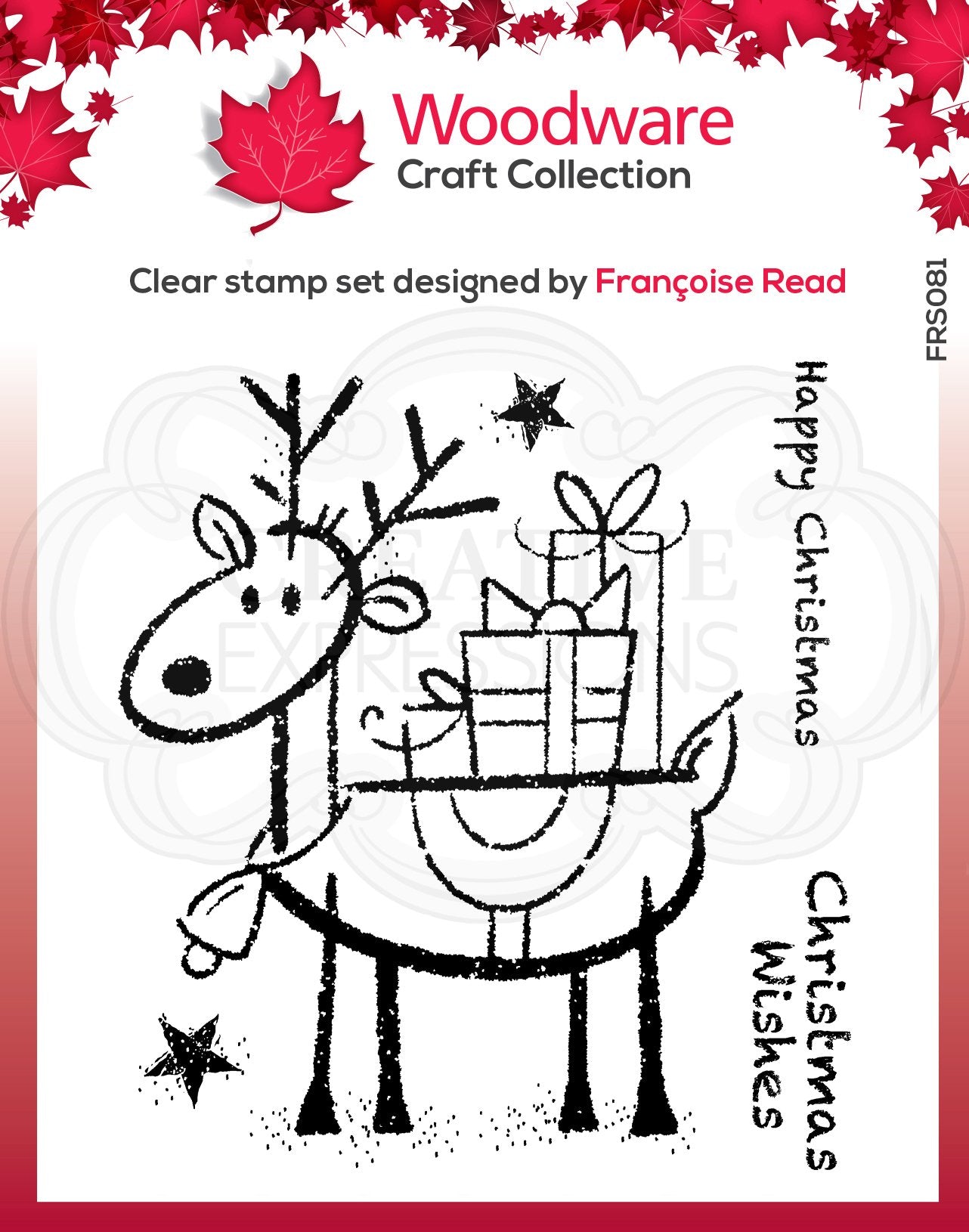 Woodware Clear Singles Rudolph Pressies 4 in x 6 in Stamp