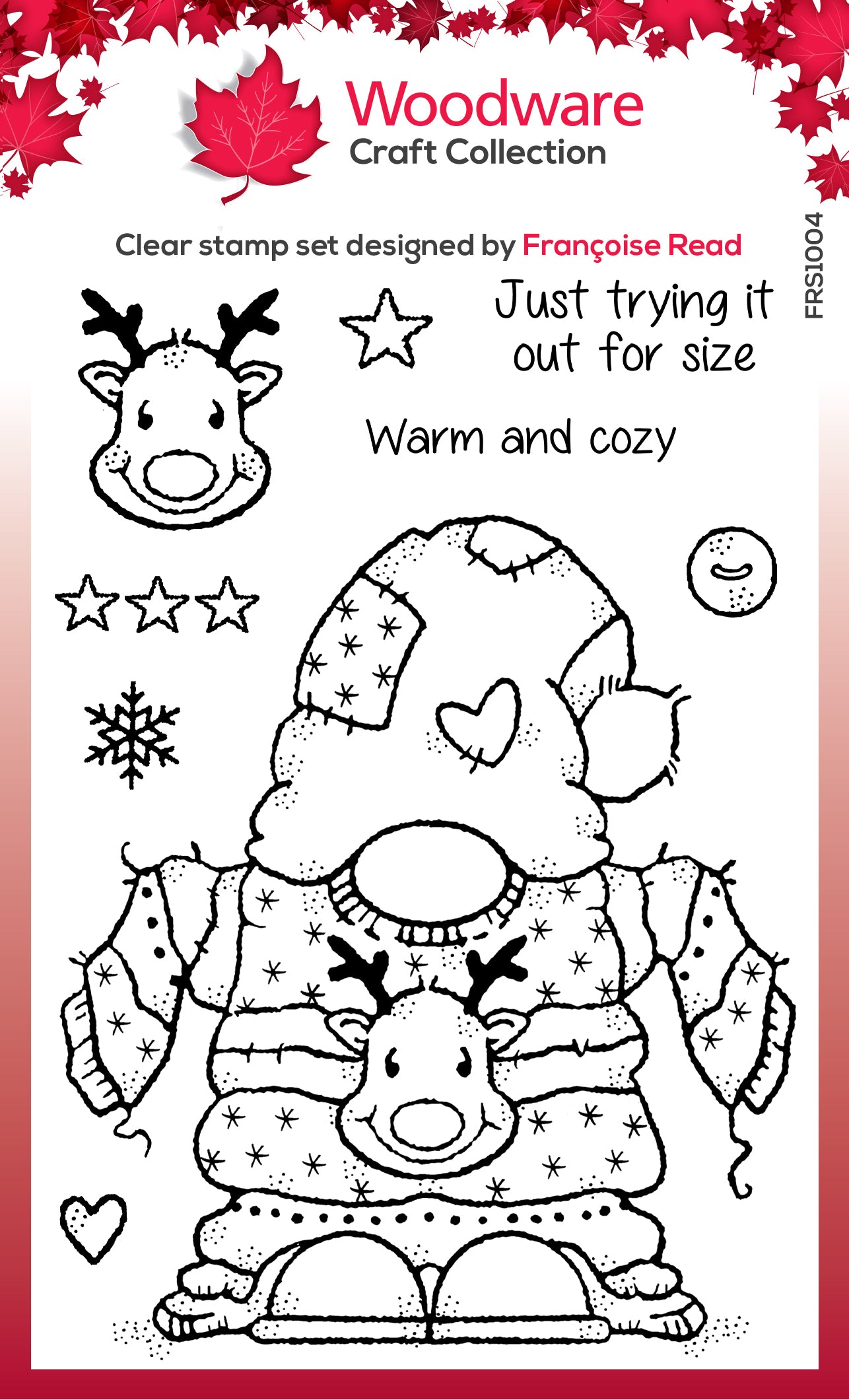 Woodware Clear Singles Cozy Gnome Jumper 4 in x 6 in Stamp Set