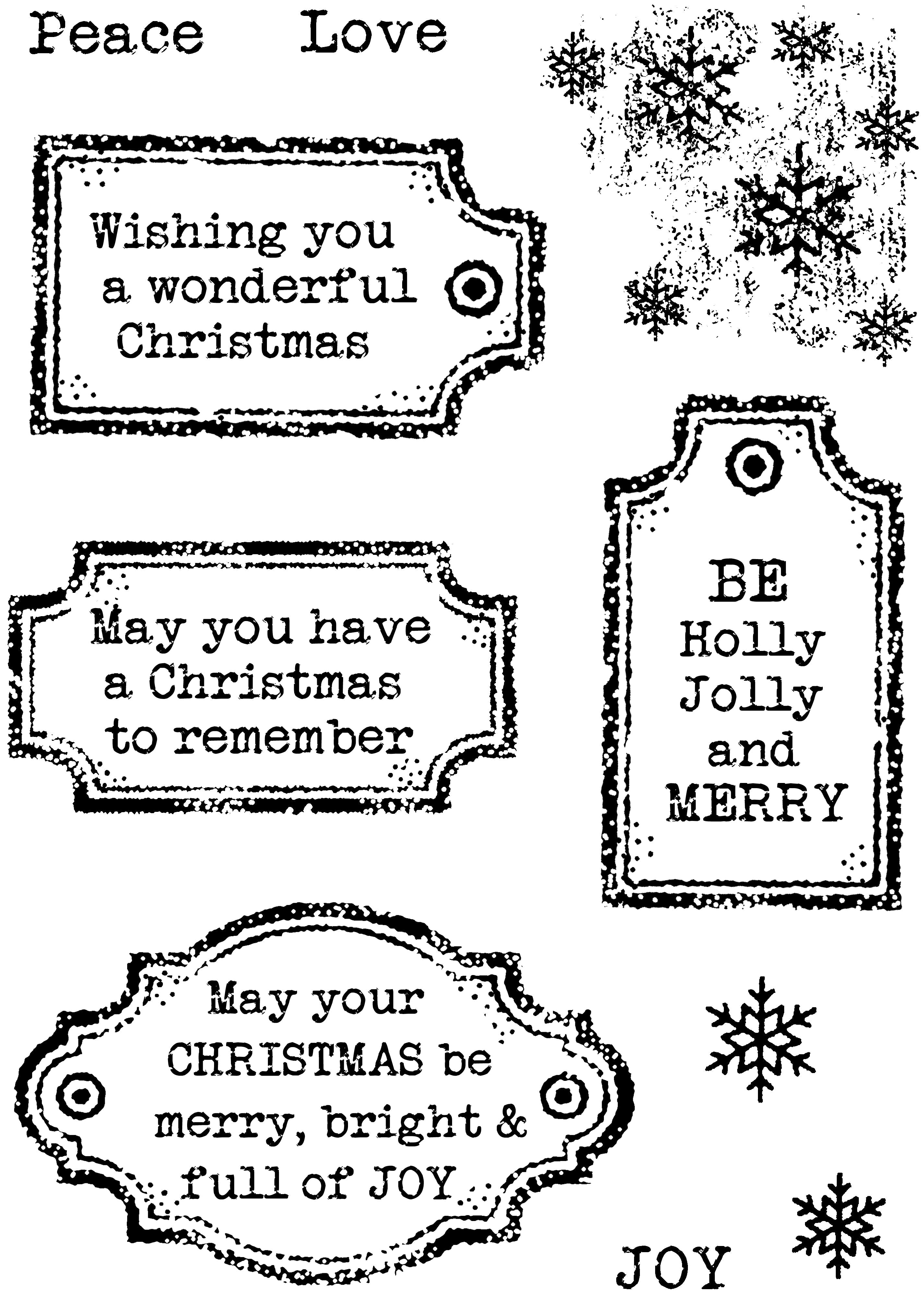 Woodware Clear Singles Christmas Old Labels 4 in x 6 in Stamp Set