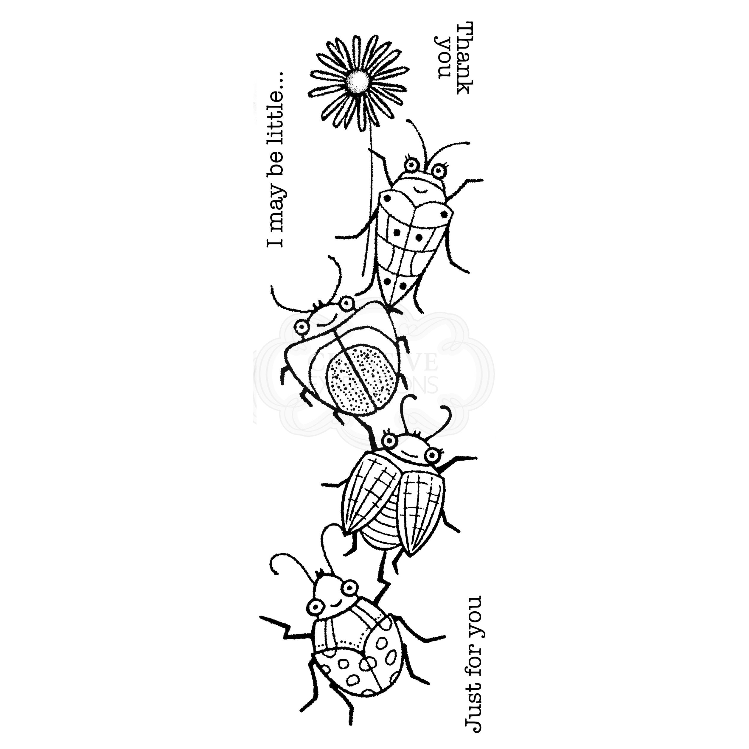 Woodware Clear Singles Beetle Flower 8 in x 2.6 in stamp