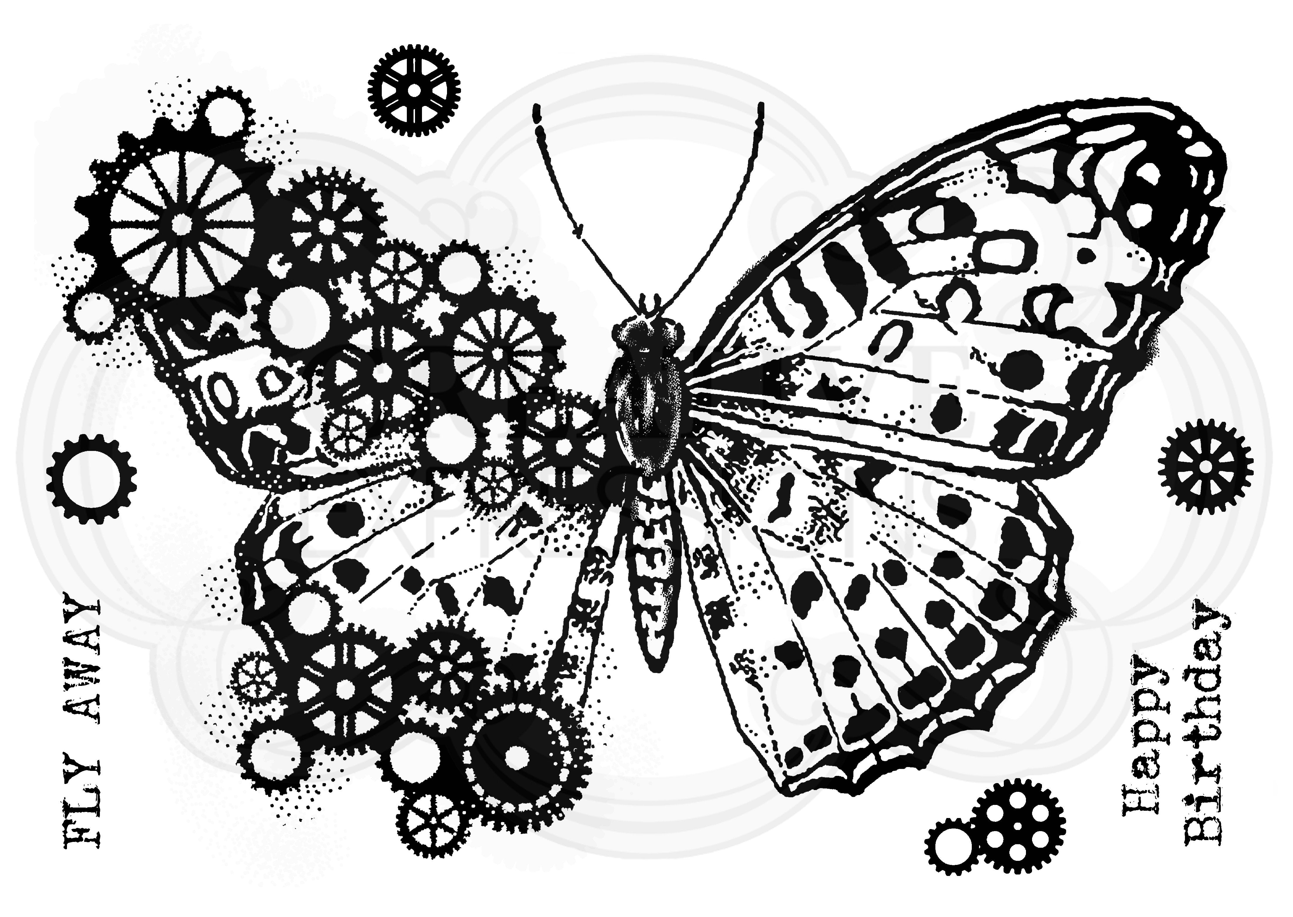 Woodware Clear Singles Butterfly 4 in x 6 in Stamp